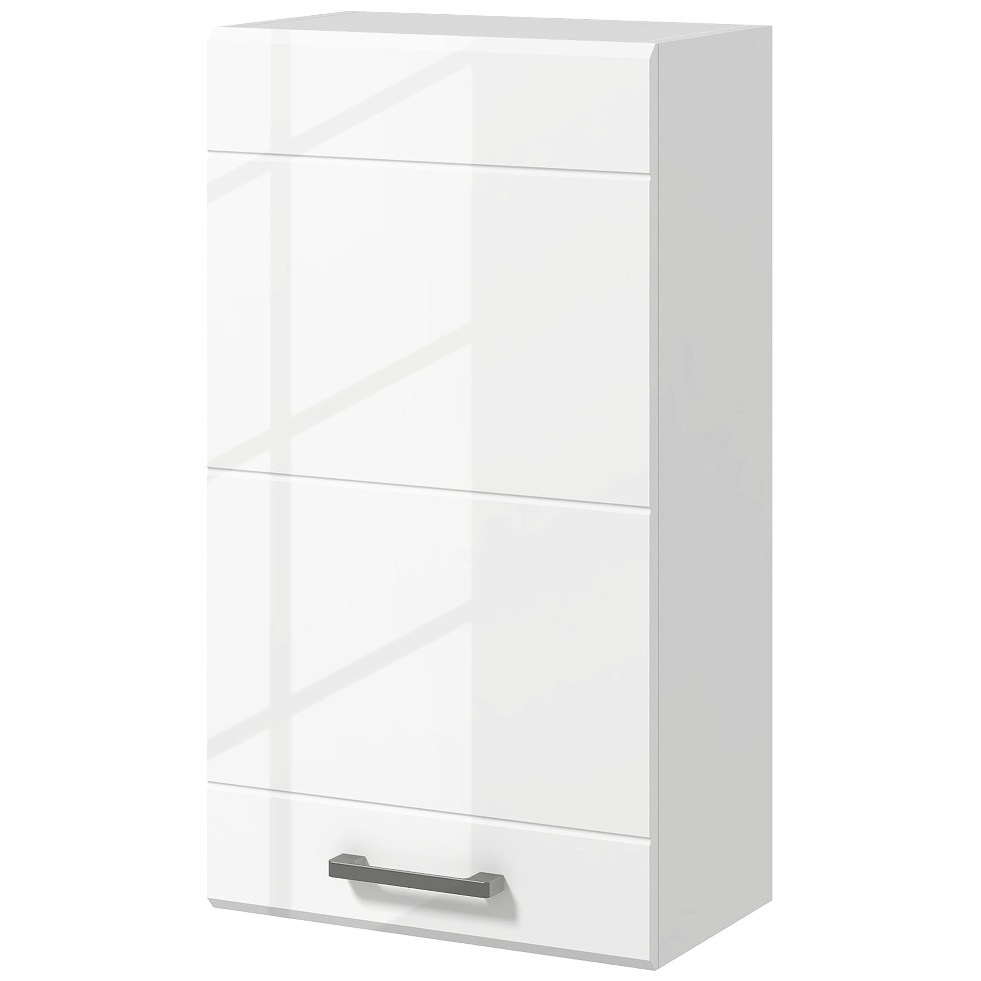 Armoire murale de salle de bain, placard de rangement toilette 3 niveaux, étagère réglable, 1 porte, moderne, armoire suspendue, 37 x 22,5 x 70 cm, blanc haut brillant
