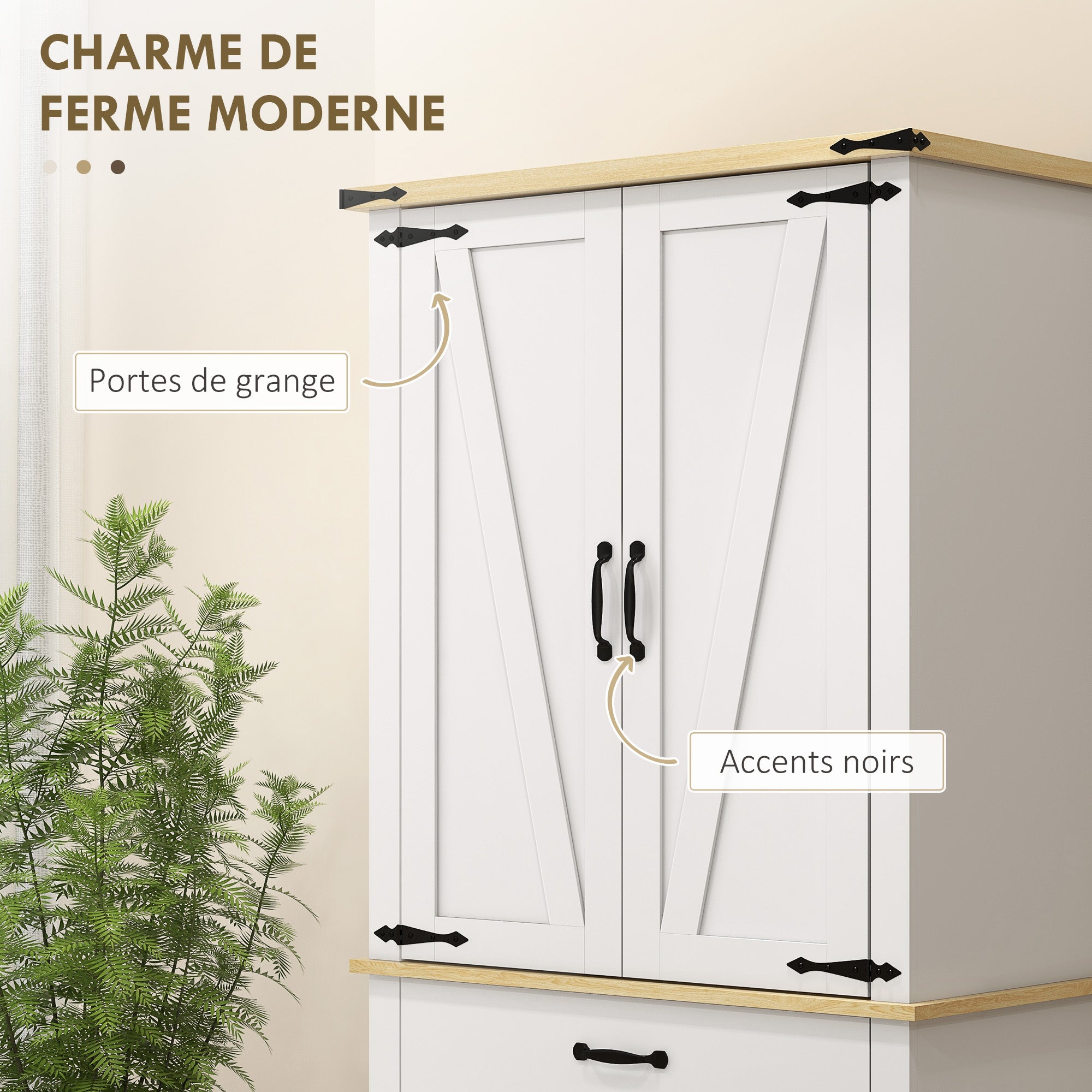 Armoire de cuisine buffet cuisine vaisselier meuble de rangement, avec 4 portes, 6 étagères à porte,1 tiroir et étagères réglables, multi-rangements, 76,5 x 40 x 181 cm, blanc