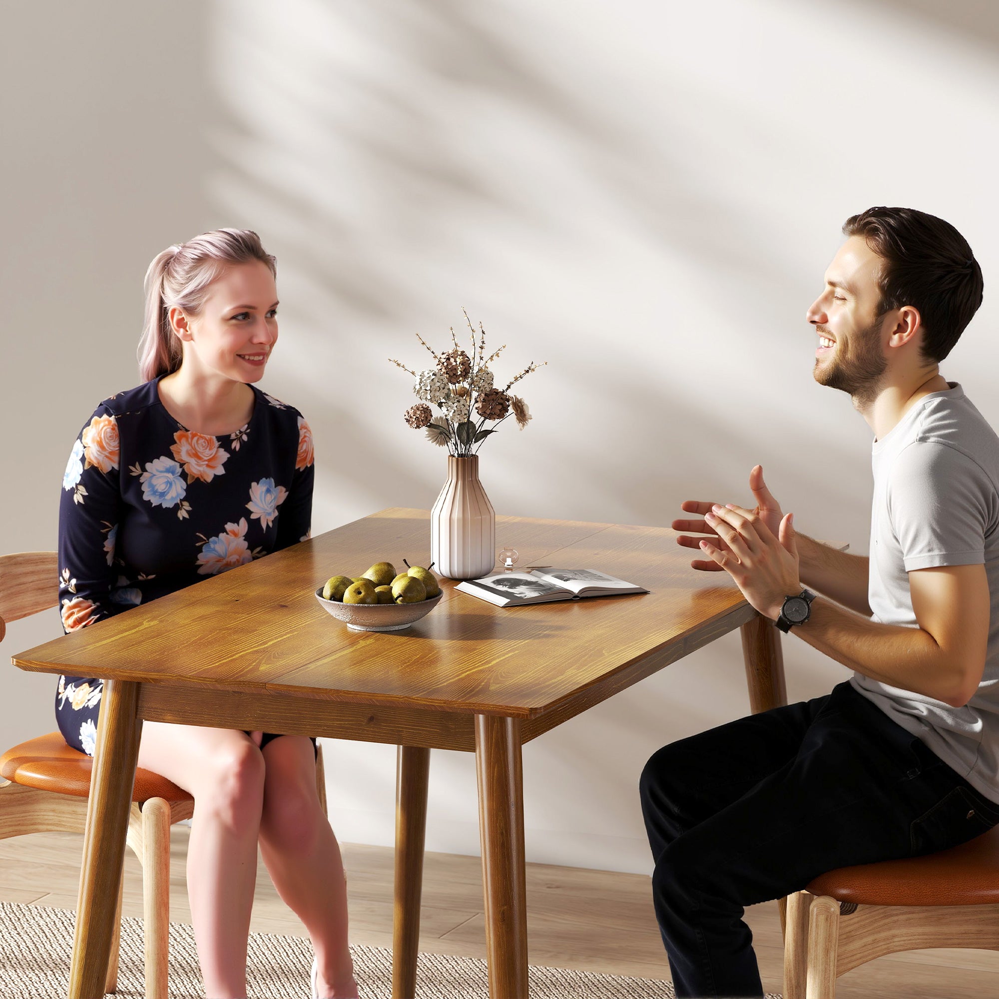 Table de salle à manger table de cuisine design grand plateau 4-6 personnes en bois dim. 120L x 75l x 76H cm