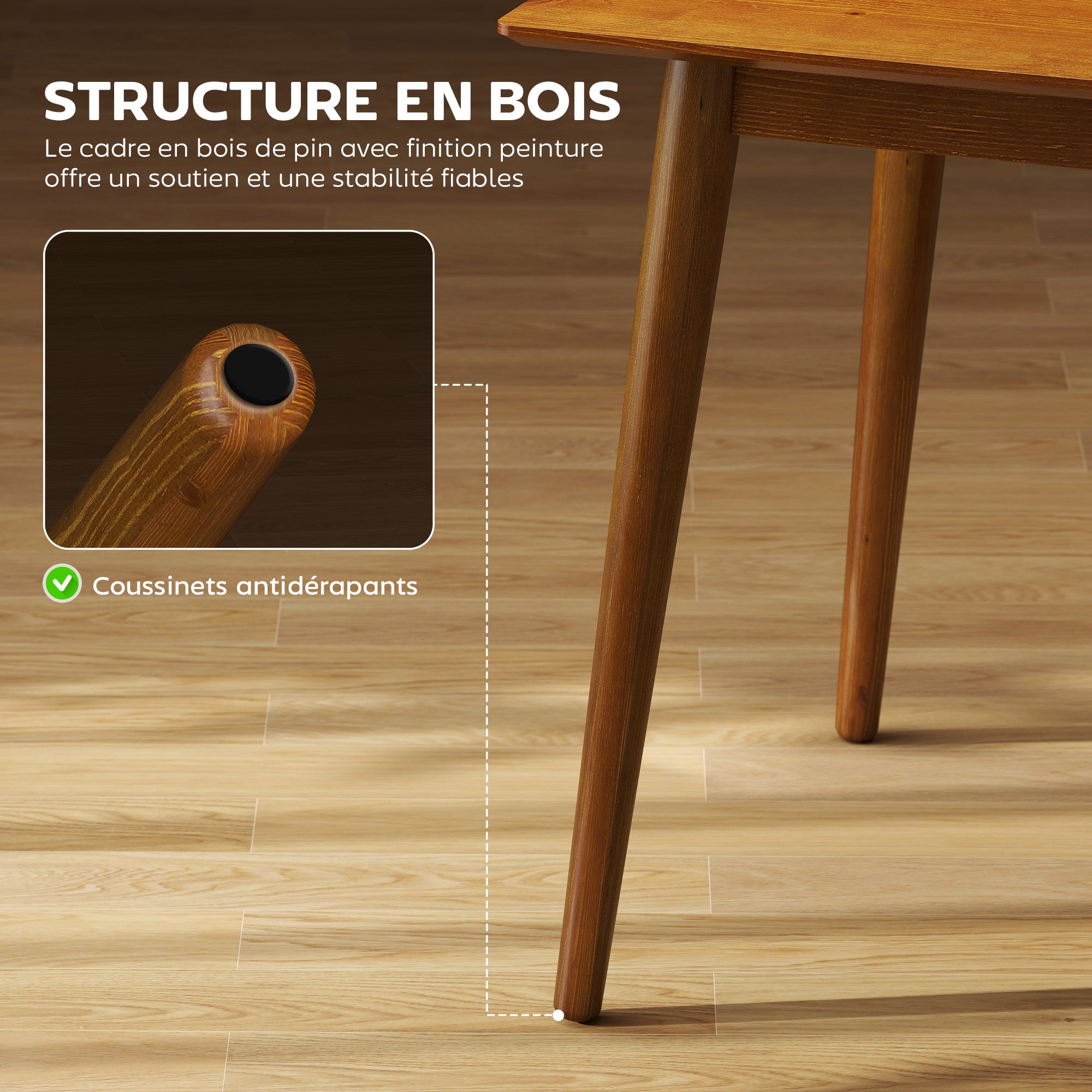 Table de salle à manger table de cuisine design grand plateau 4-6 personnes en bois dim. 120L x 75l x 76H cm