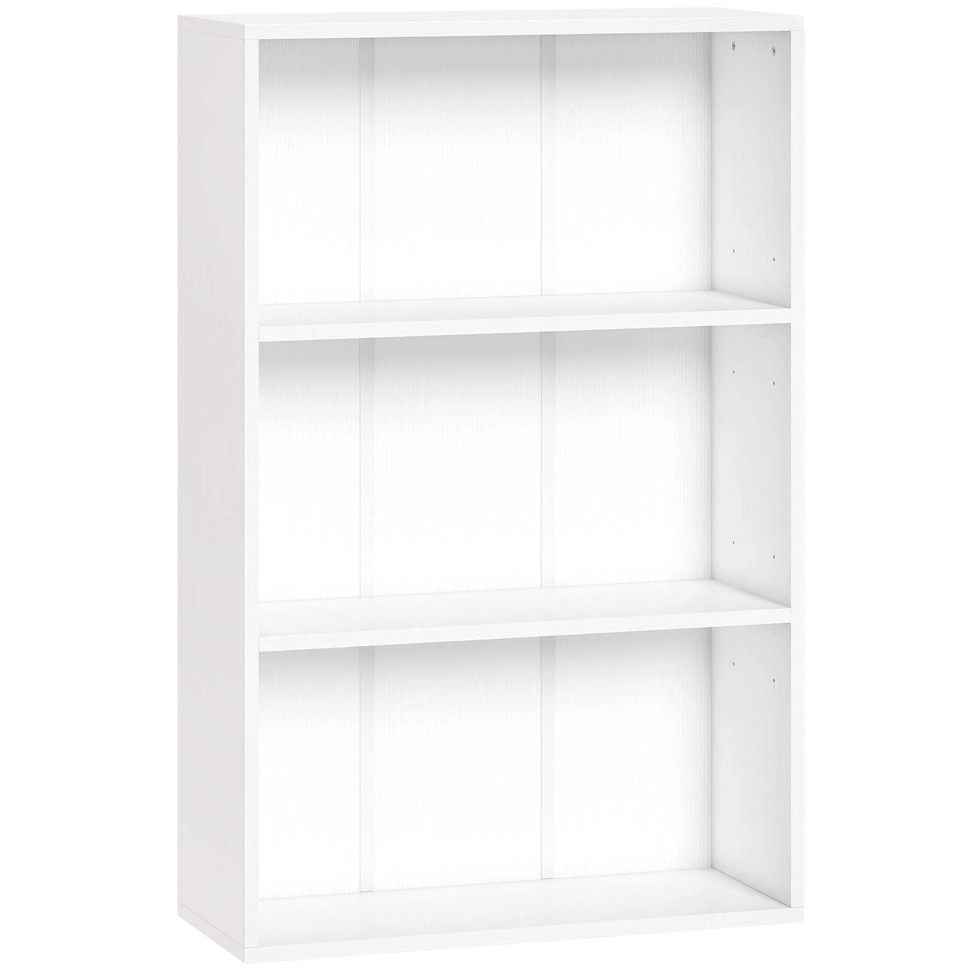 Bibliothèque étagère de rangement avec 3 compartiments et étagère réglable, meuble de rangement pour bureau, salon, chambre, 60 x 24 x 93 cm, blanc