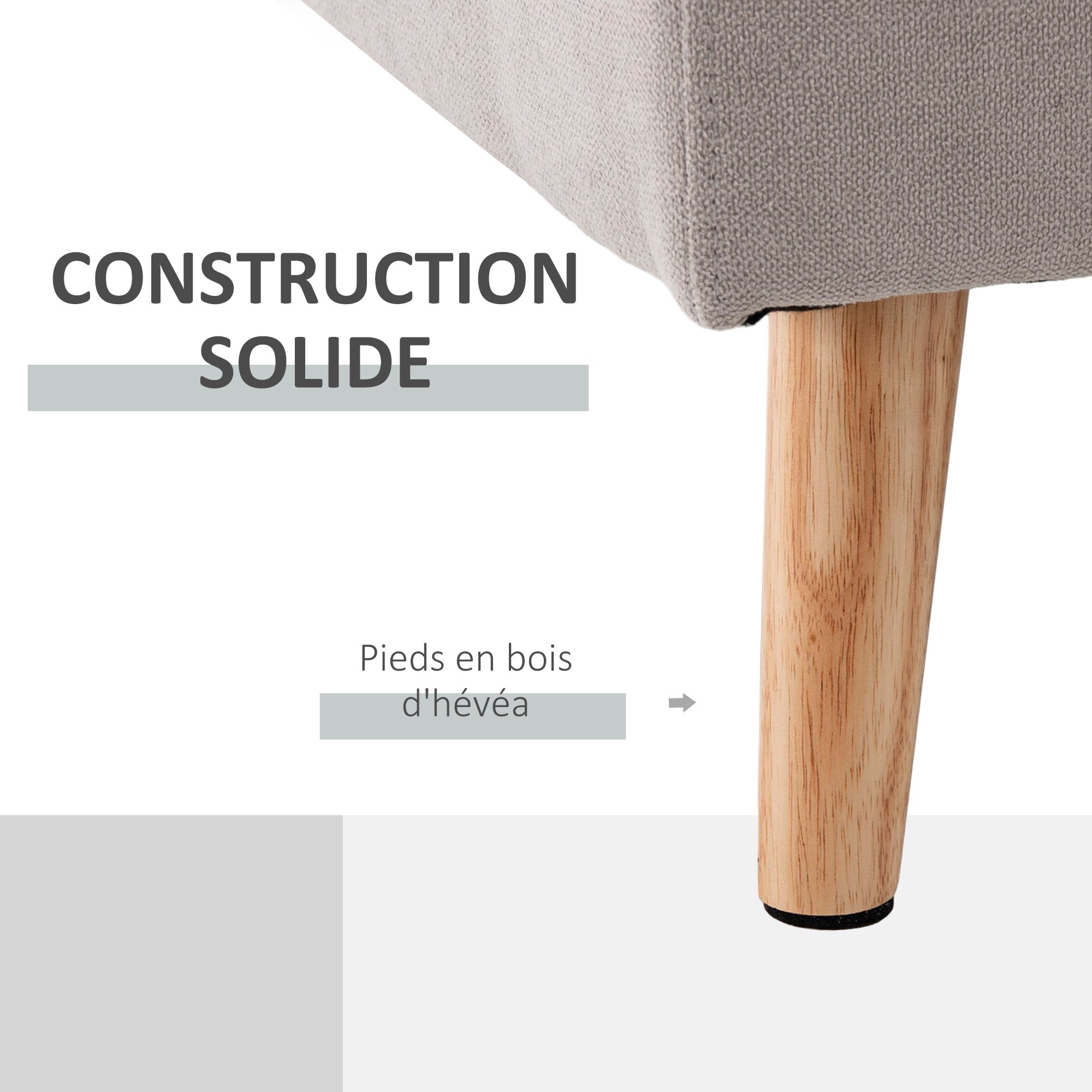 Canapé d'angle en tissu de lin, canapé 3 places, chaise longue reversible gauche ou droite, 193 cm, design scandinave, pour salon, appartement, petit espace, pieds en bois massif, gris clair