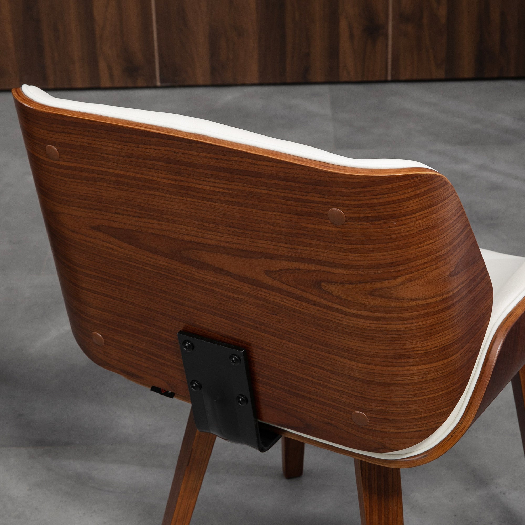 Lot de 2 chaises de salle à manger style vintage assise revêtement synthétique blanc et pieds en bois