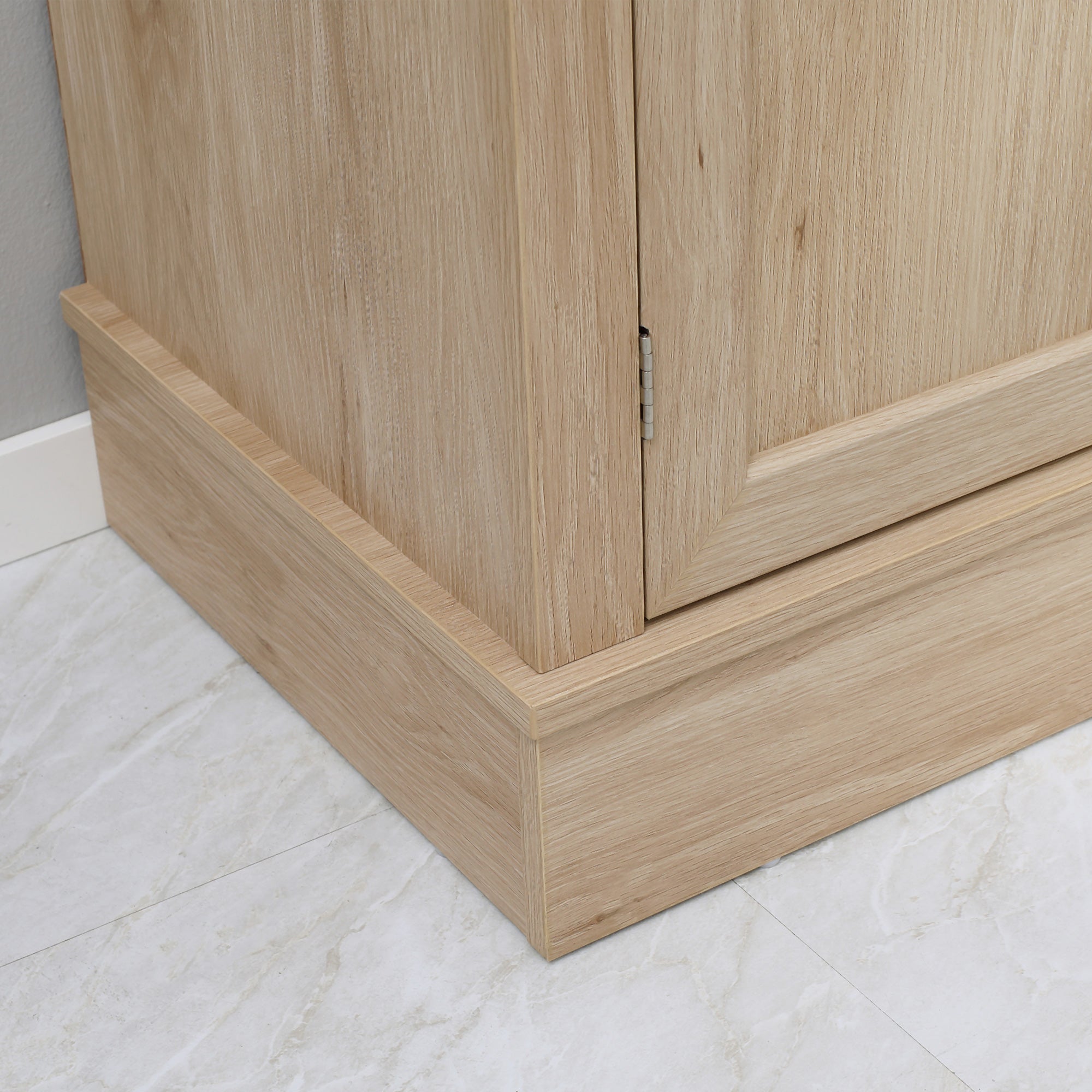 Armoire de cuisine buffet cuisine vaisselier meuble de rangement style moderne avec placards, étagères réglables, tiroir, et niche, pour salle à manger, salon, 74 x 39,5 x 183 cm, chêne clair