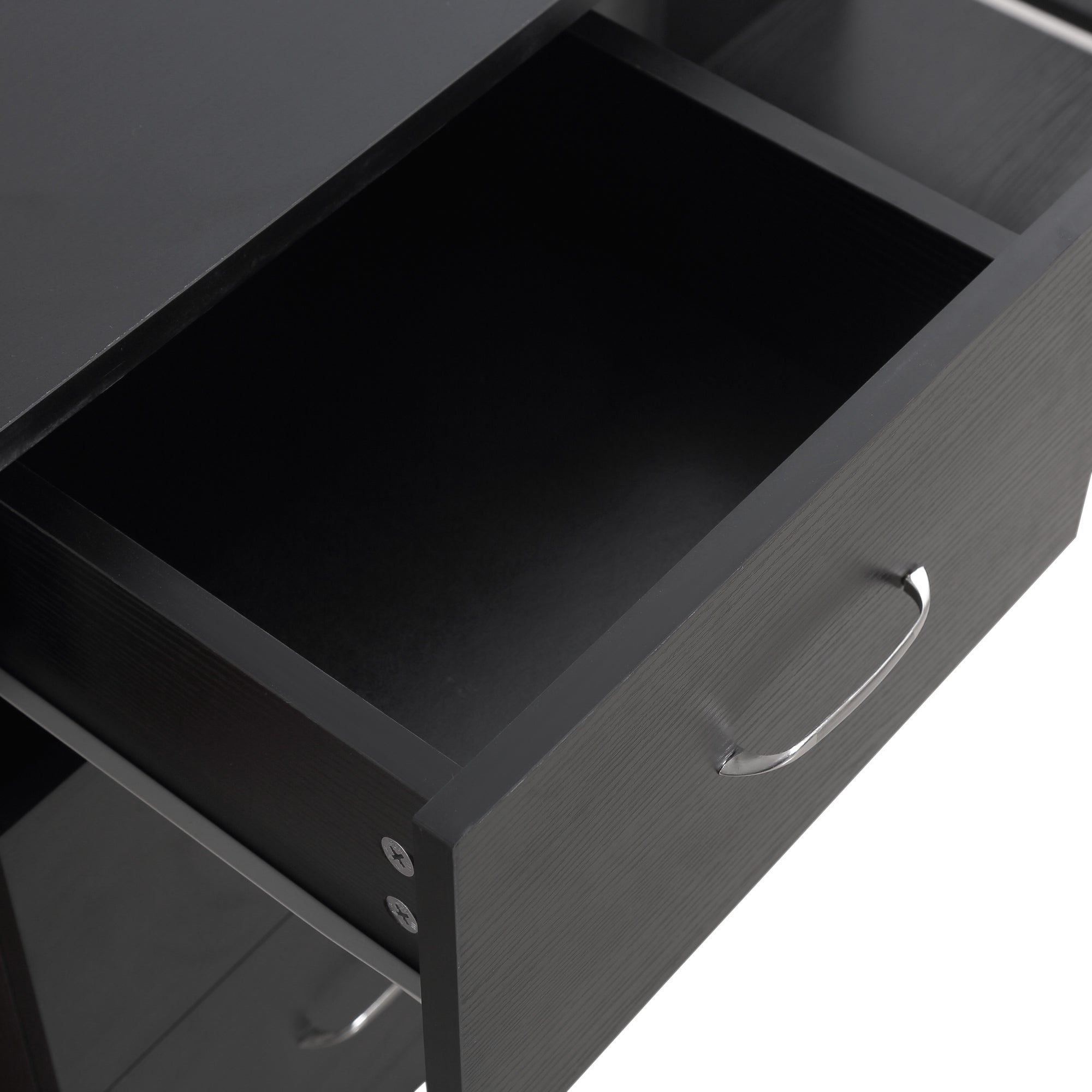 Bureau avec rangement, table informatique 120 x 50 cm, bureau d'ordinateur avec étagères et tiroirs, pour petits espaces, chambre à coucher, noir
