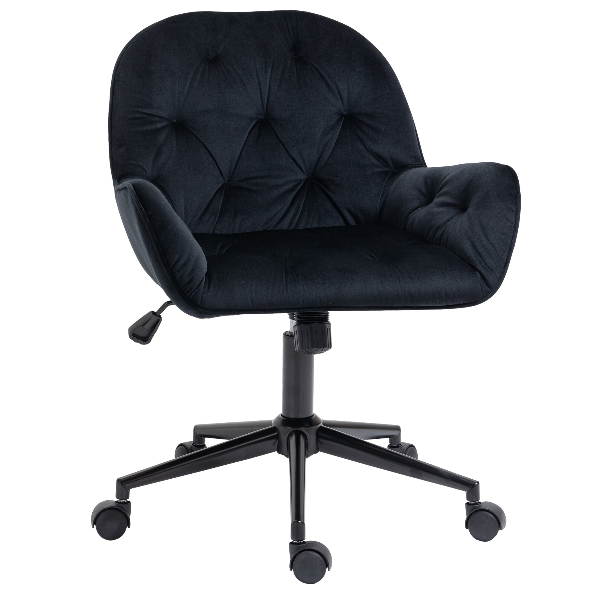 Chaise de bureau, fauteuil de bureau en aspect velours, siège pivotant à 360°, réglable en hauteur, dossier arrondi chaise ergonomique charge 120 kg pour chambre, salon, noir