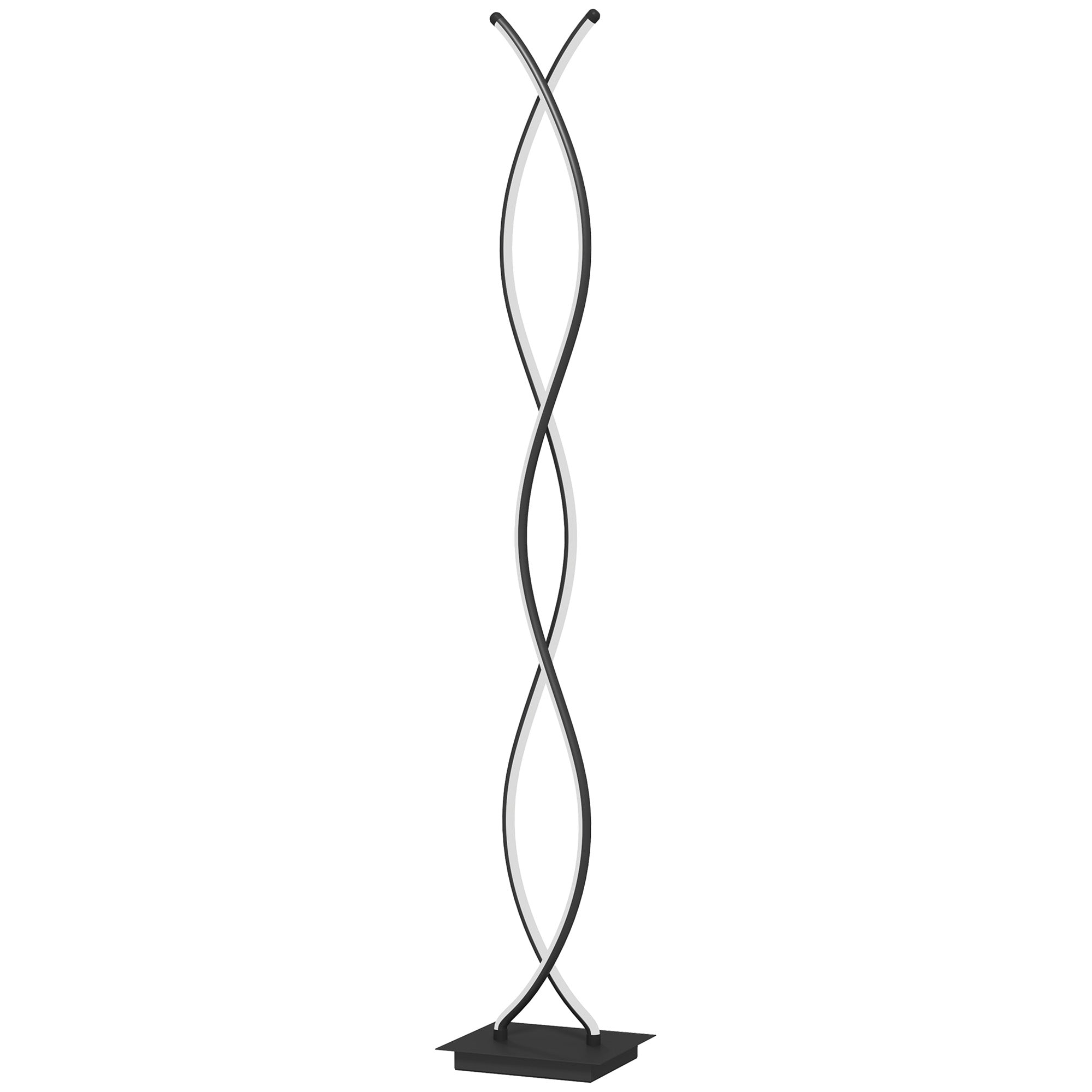 Lampadaire sur pied salon, lampe salon 3 niveaux de luminosité réglables, lampe sur pied moderne à double spirale avec interrupteur à pied, lampadaire salon, chambre à coucher, noir