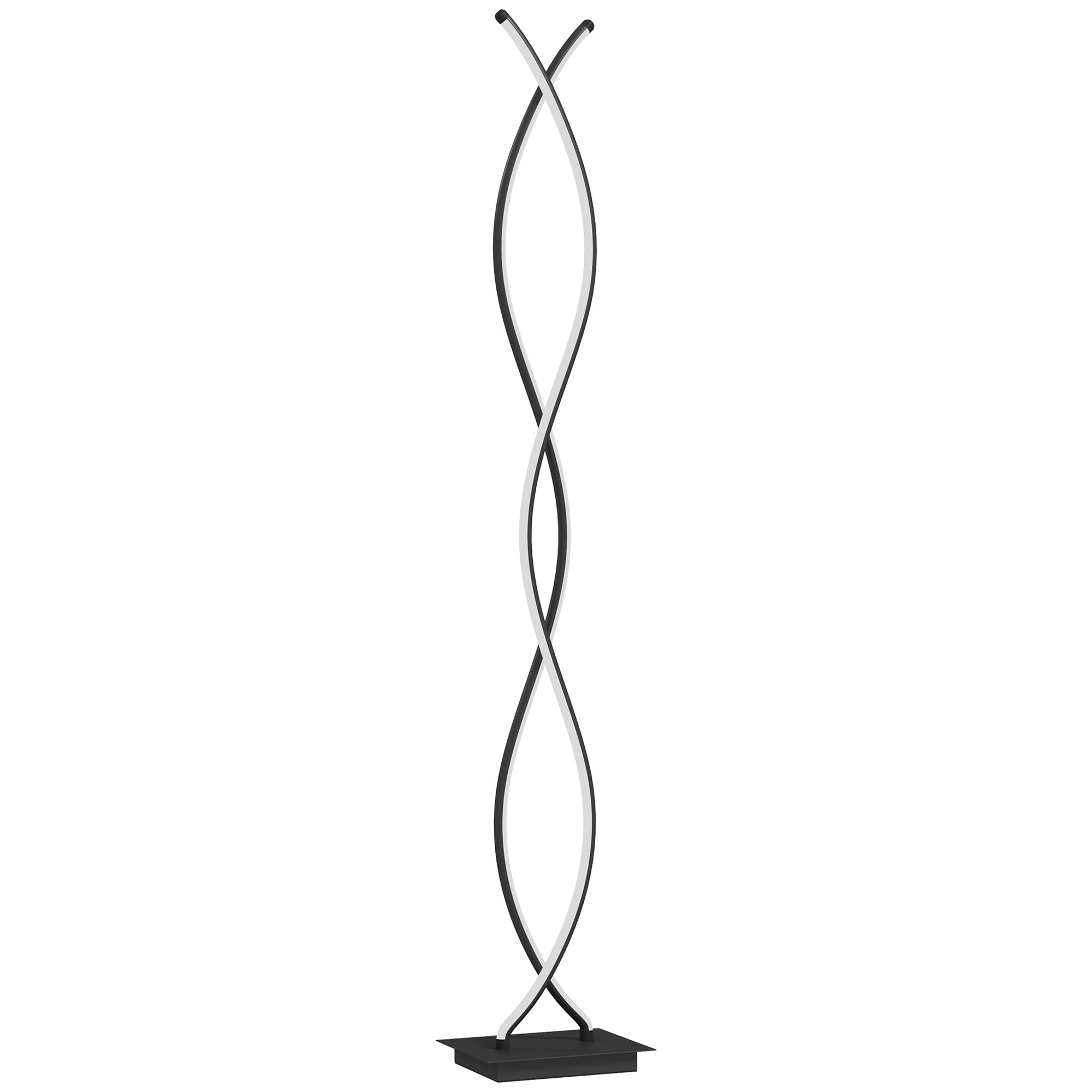 Lampadaire sur pied salon, lampe salon 3 niveaux de luminosité réglables, lampe sur pied moderne à double spirale avec interrupteur à pied, lampadaire salon, chambre à coucher, noir