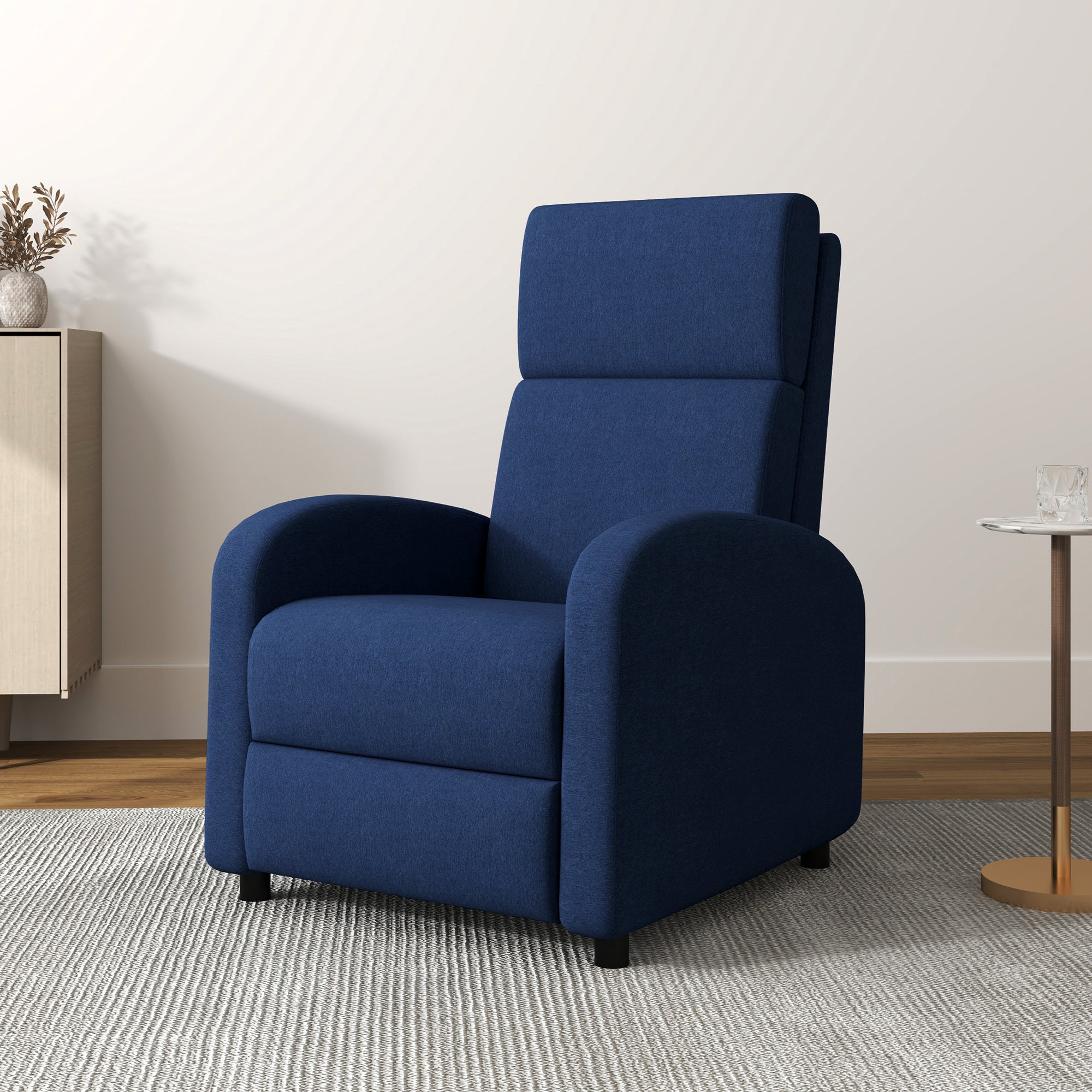 Fauteuil relax fauteuil de relaxation inclinable salon avec dossier réglable jusqu'à 160° manuellement, repose-pieds intégré pour salon chambre bureau home cinéma, charge 120 kg, bleu