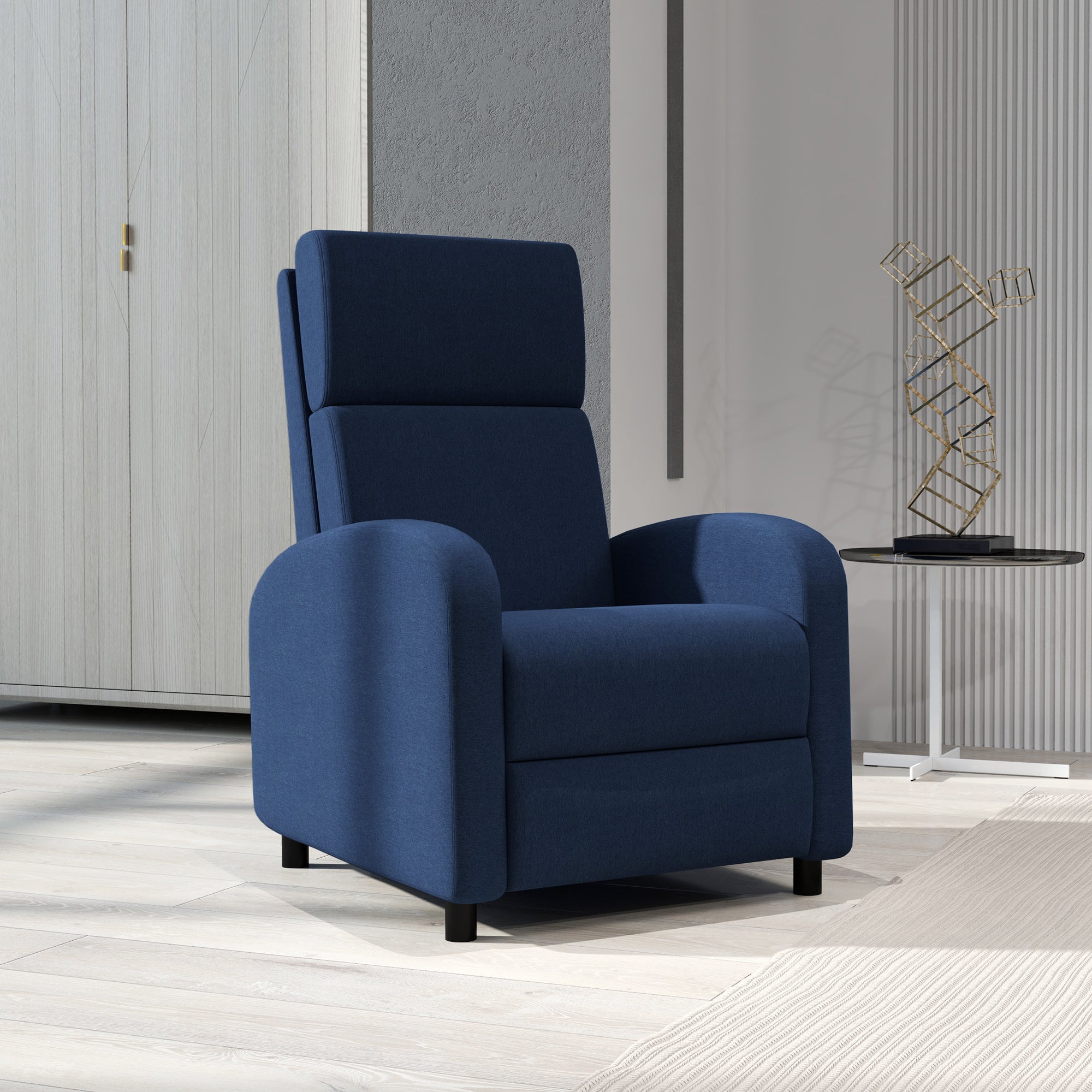 Fauteuil relax fauteuil de relaxation inclinable salon avec dossier réglable jusqu'à 160° manuellement, repose-pieds intégré pour salon chambre bureau home cinéma, charge 120 kg, bleu