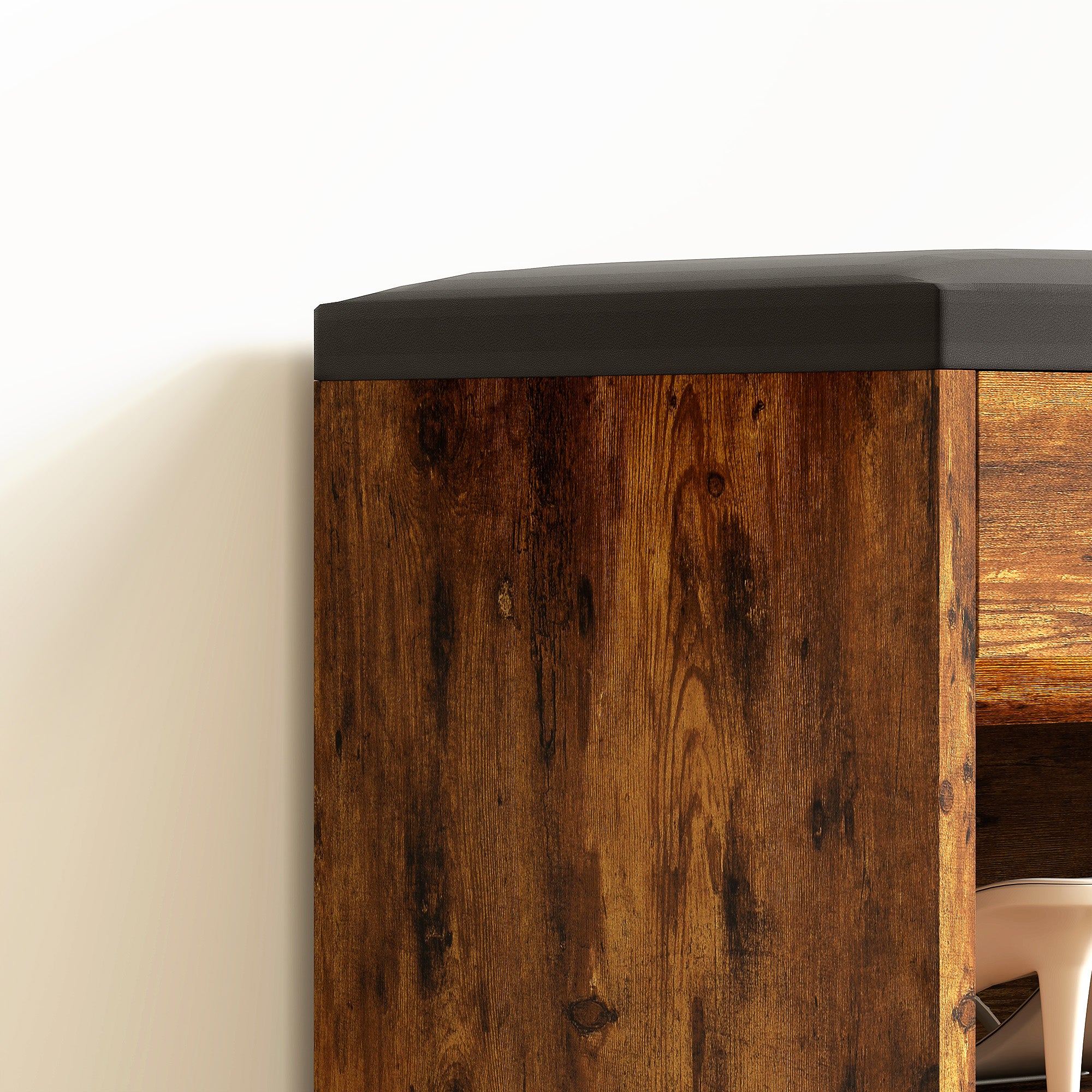 Meuble Chaussures Banc à Chaussures 2 Niveaux Rangement, Niche + Coffre intégré avec Coussin Effet bois d'acajou