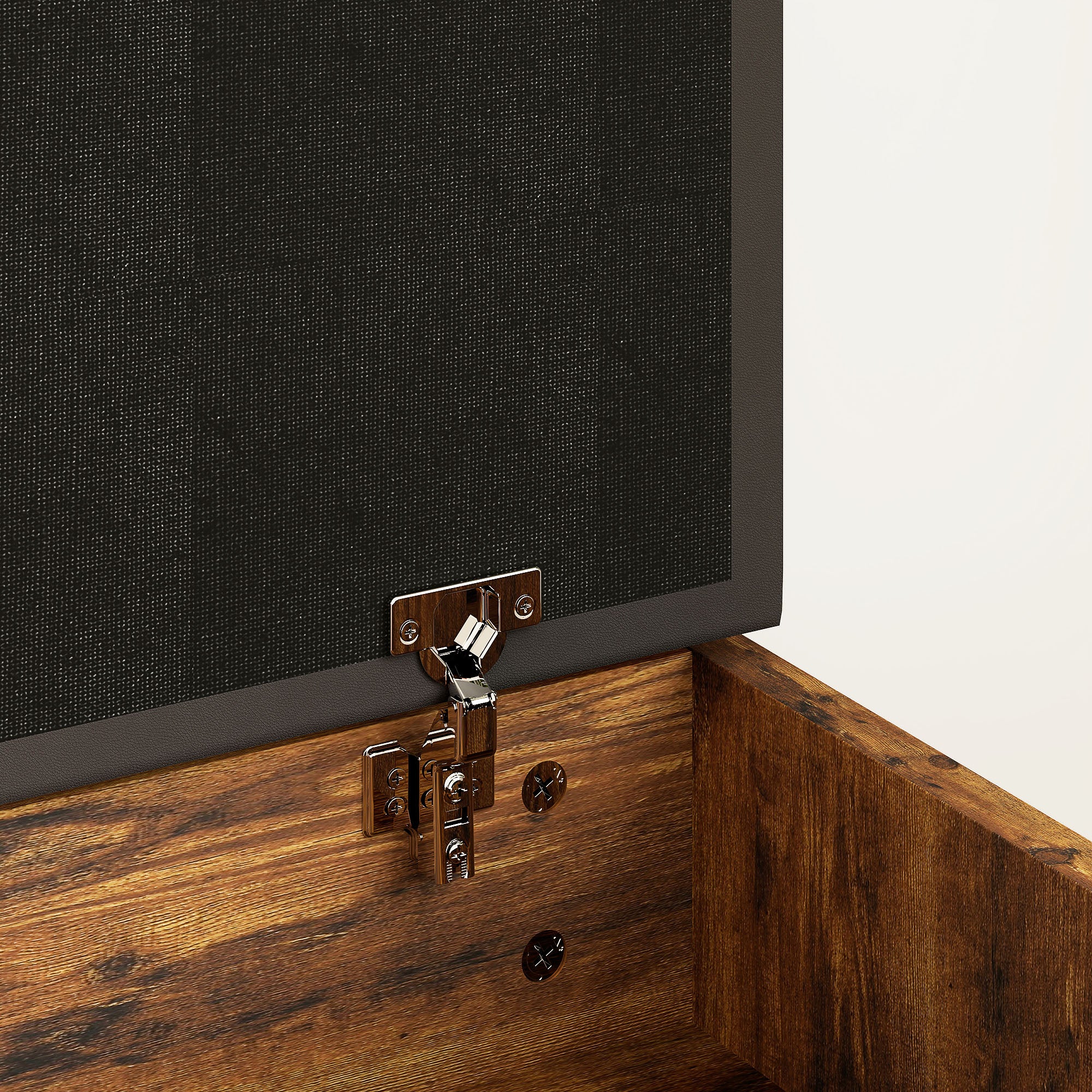 Meuble Chaussures Banc à Chaussures 2 Niveaux Rangement, Niche + Coffre intégré avec Coussin Effet bois d'acajou