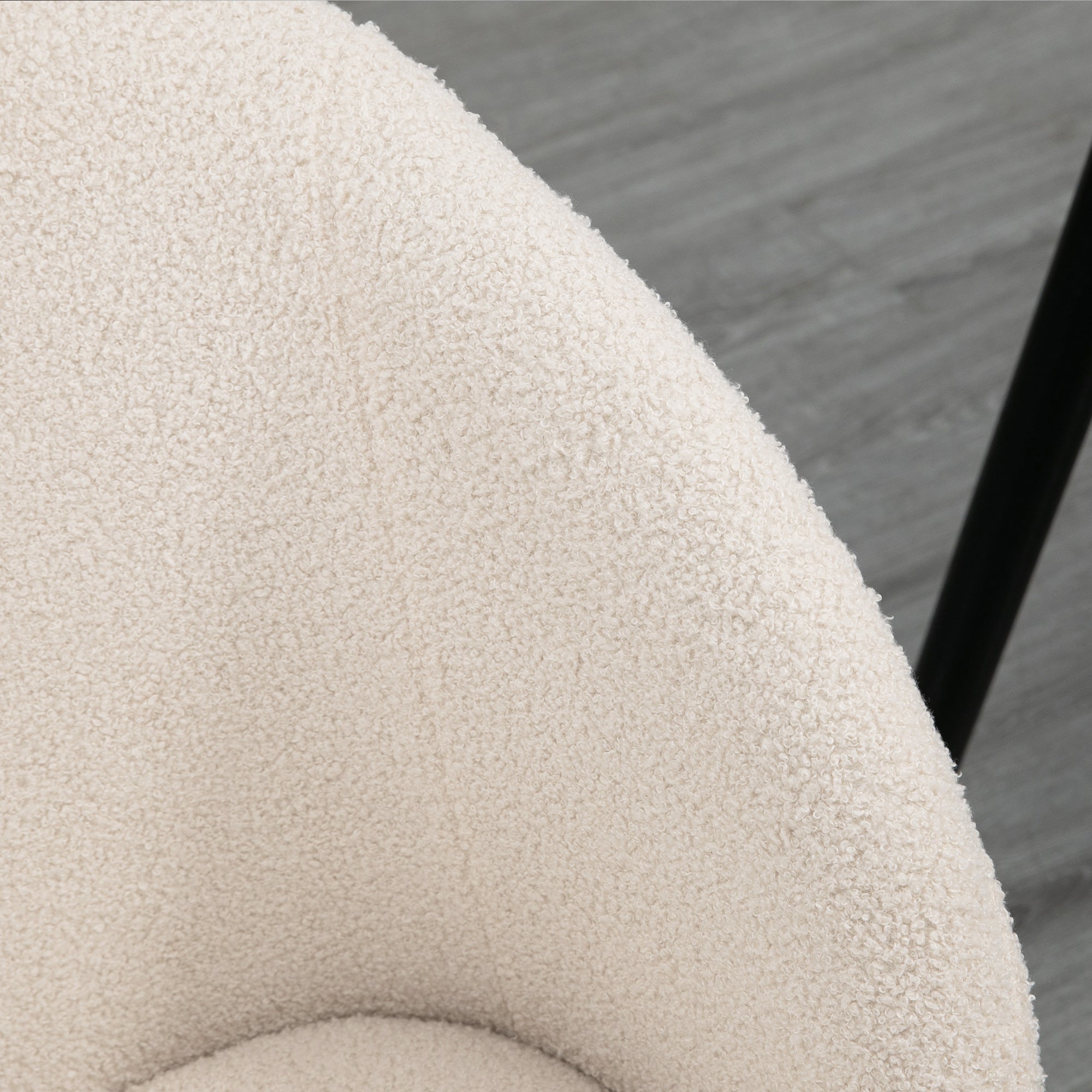 Lot de 2 chaises de salle à manger chaise de cuisine en tissu effet laine boucleé chaise de salon avec pieds en acier - 55 x 62 x 80 cm beige noir