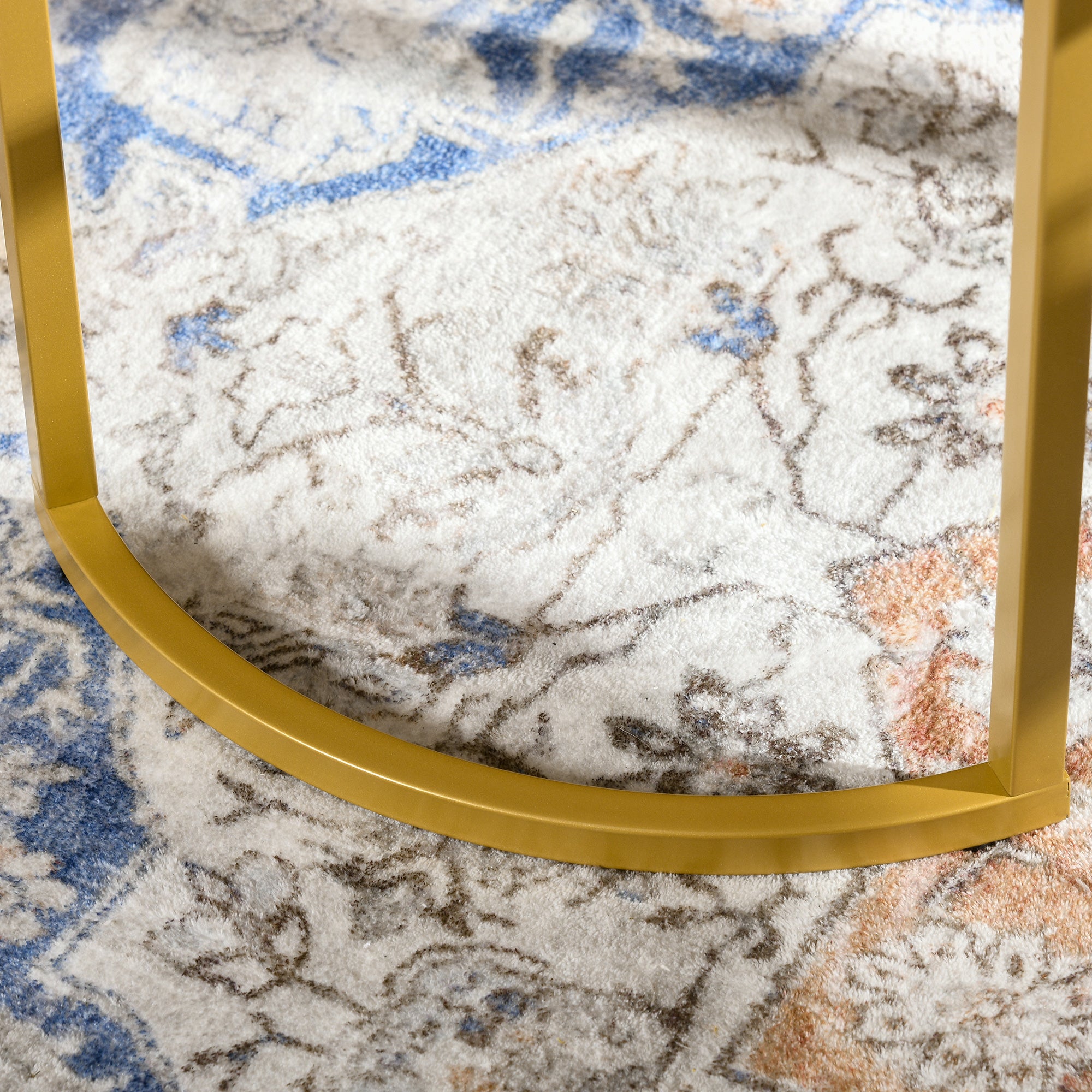 Lot de 2 tables basses gigognes rondes 70/54 cm plateau verre trempé et pied en acier au carbone design moderne doré