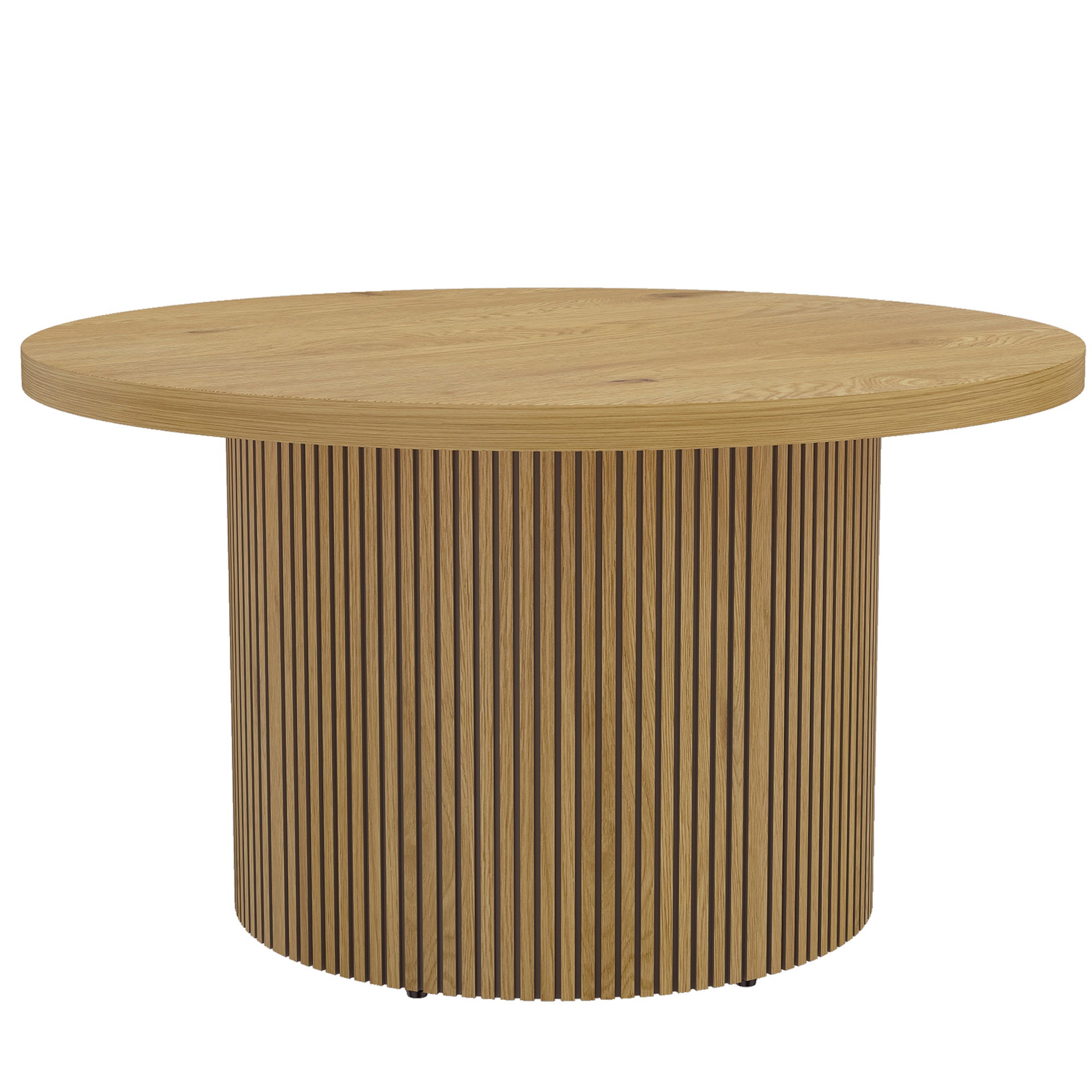 Table basse ronde en bois, table de salon avec piètement cannelé, style moderne, pour chambre, séjour et bureau, 80 x 80 x 45 cm, effet bois naturel