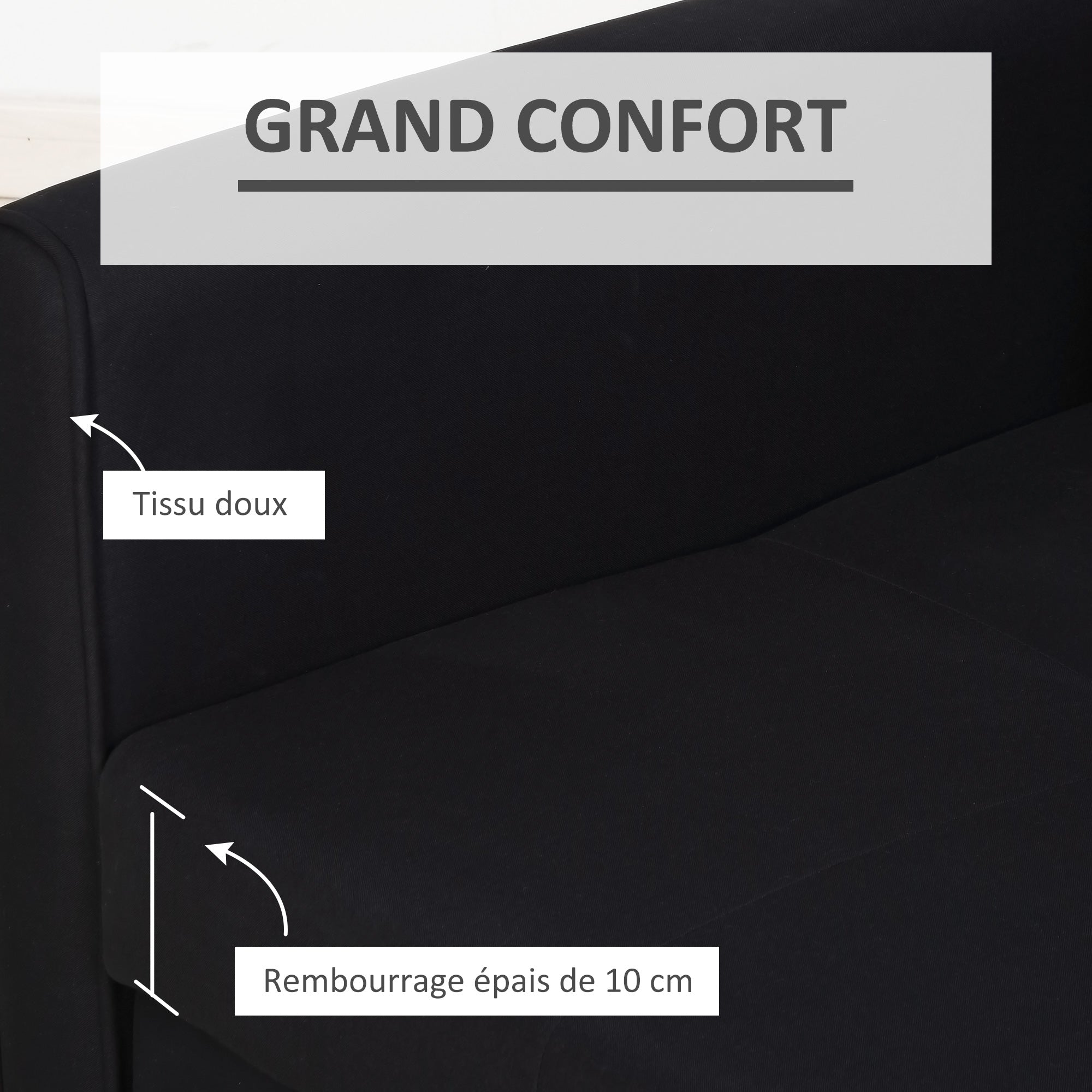 Canapé convertible 2 places 2 en 1, canapé-lit avec 2 coussins inclus et coffre de rangement intégré, tissu en coton, pour salon, chambre d'amis, petit espace, gris foncé