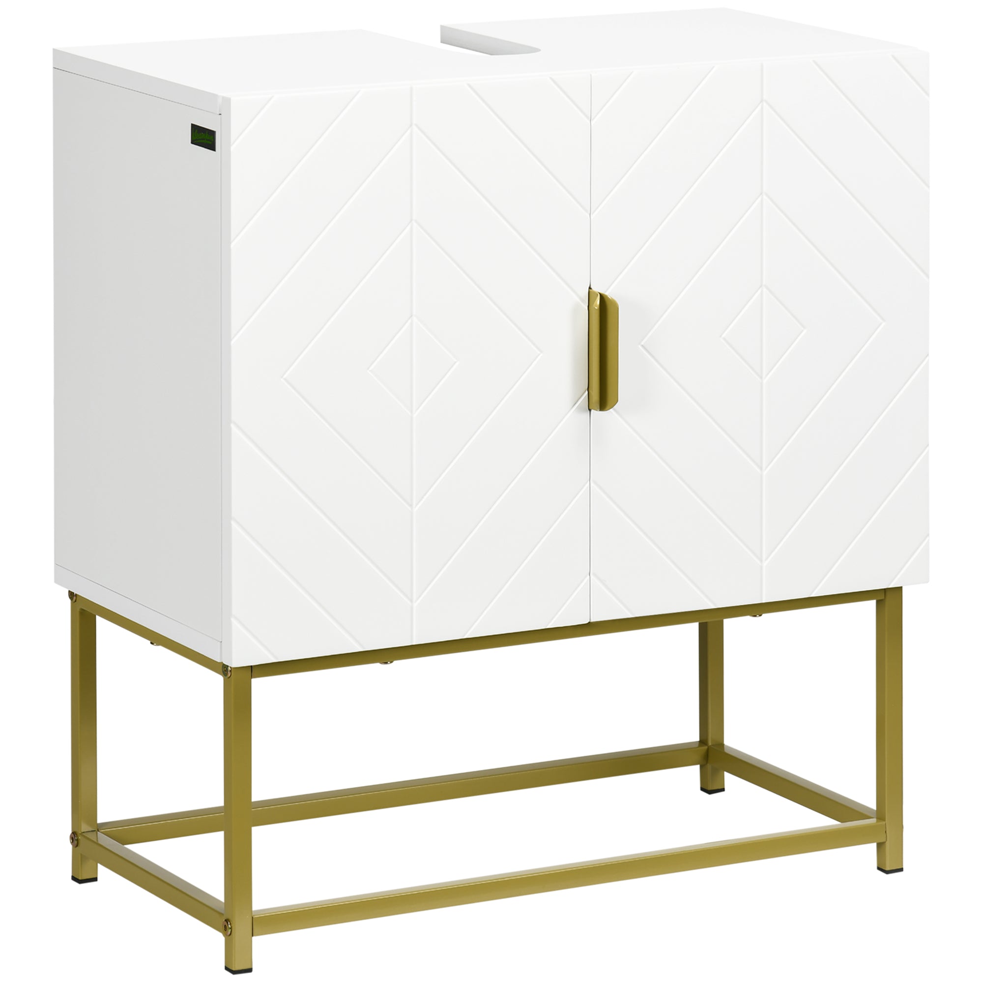 Meuble Salle de Bain sous lavabo - Meuble sous-Vasque pour salle de bain - Placard 2 Portes avec étagères - dim. 60L x 30l x 65H cm blanc