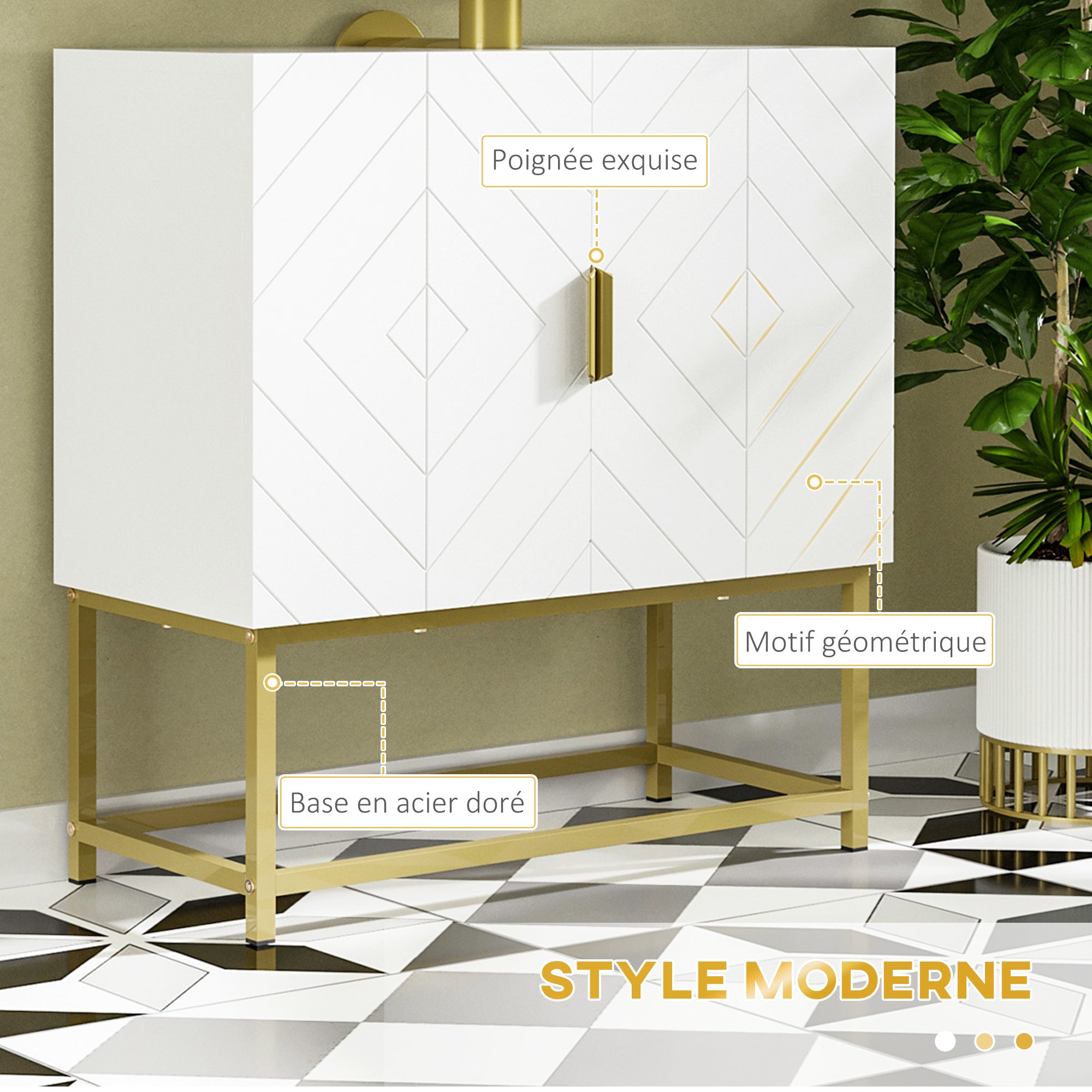 Meuble Salle de Bain sous lavabo - Meuble sous-Vasque pour salle de bain - Placard 2 Portes avec étagères - dim. 60L x 30l x 65H cm blanc