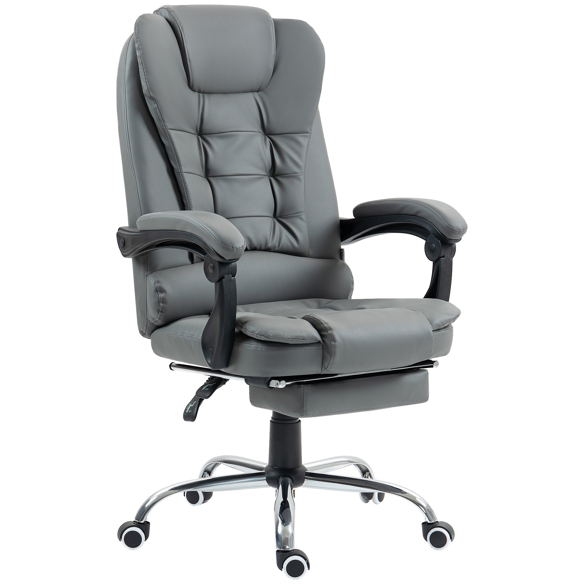 Fauteuil de bureau fauteuil manager grand confort dossier inclinable roulettes PU 64,5 x 69 x 117 cm gris