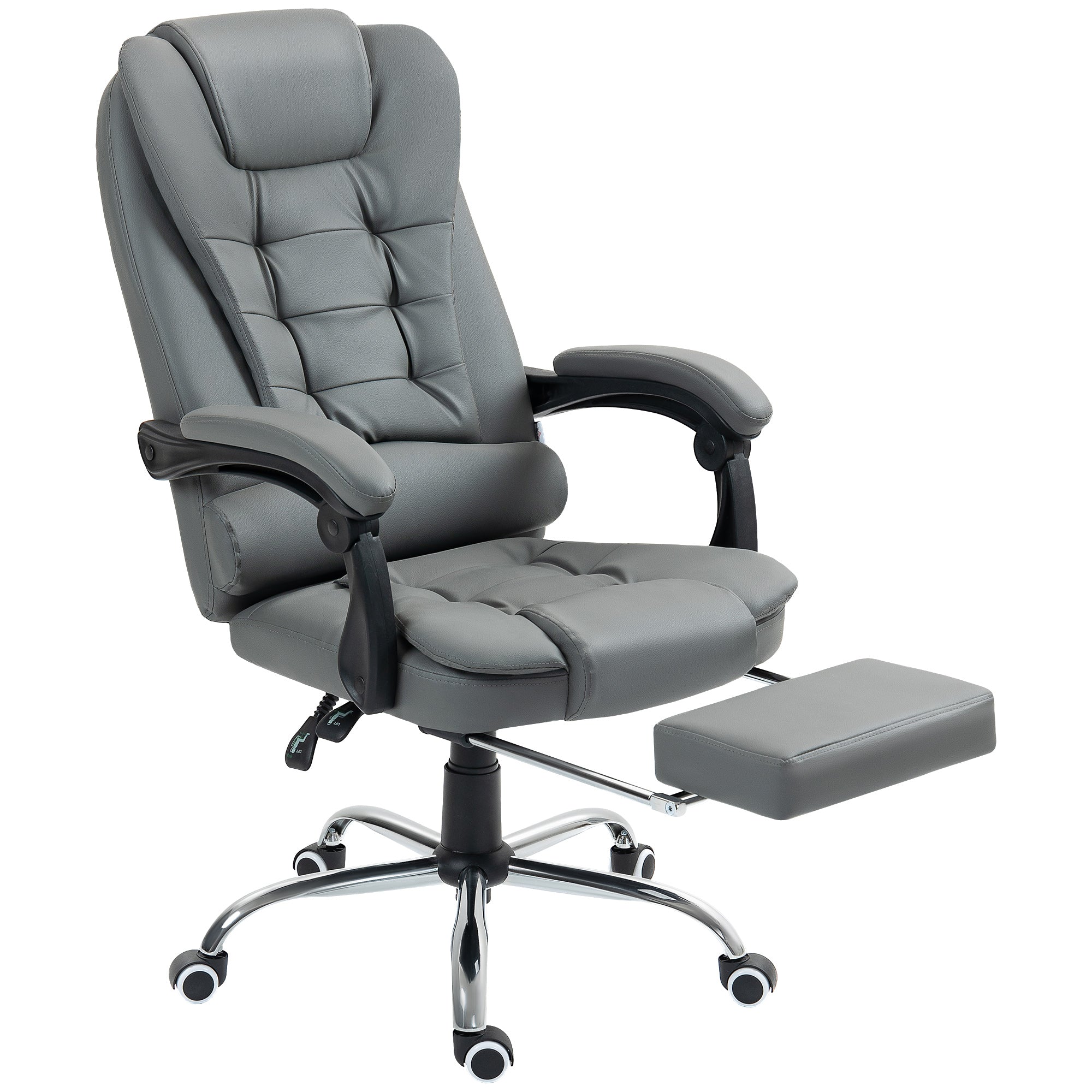 Fauteuil de bureau fauteuil manager grand confort dossier inclinable roulettes PU 64,5 x 69 x 117 cm gris
