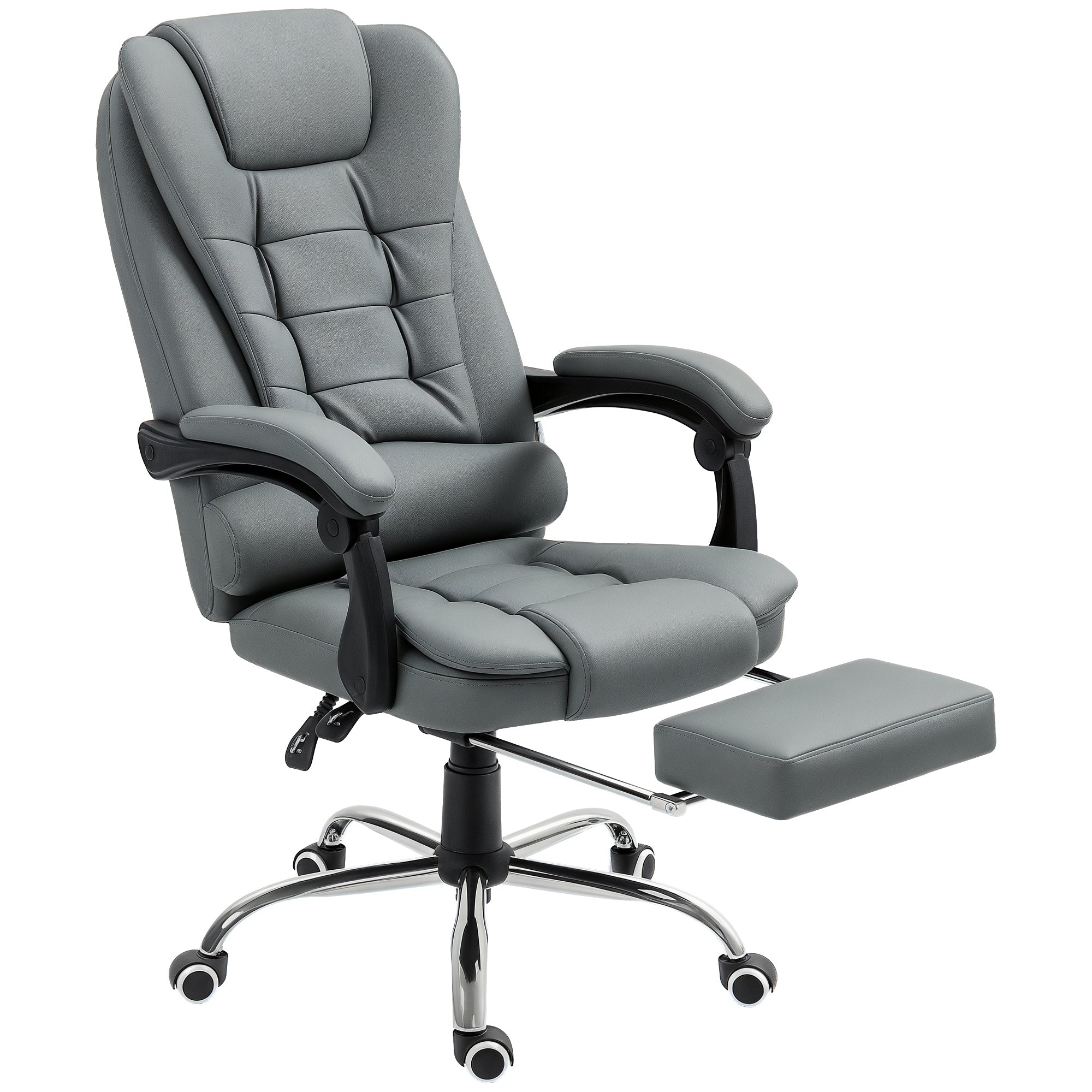 Fauteuil de bureau fauteuil manager grand confort dossier inclinable roulettes PU 64,5 x 69 x 117 cm gris