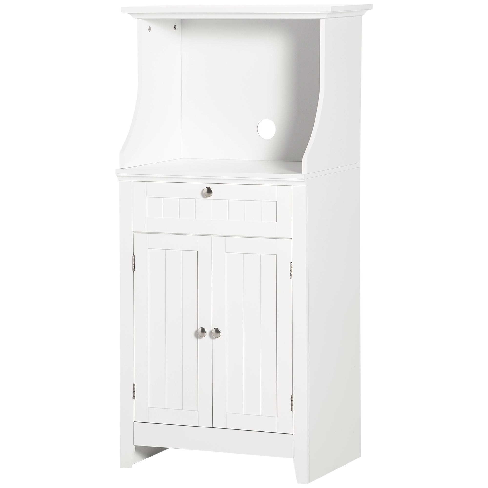 Meuble armoire micro-ondes pour cuisine avec 1 tiroir, 2 Portes 60 x 40 x 122,5 cm - MDF - Blanc