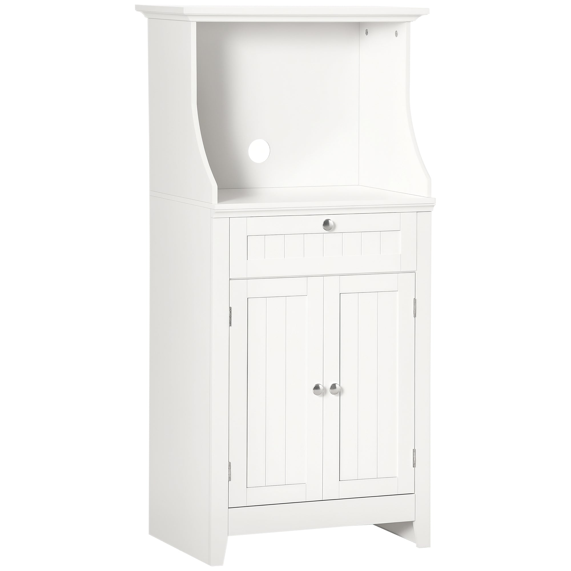 Meuble armoire micro-ondes pour cuisine avec 1 tiroir, 2 Portes 60 x 40 x 122,5 cm - MDF - Blanc