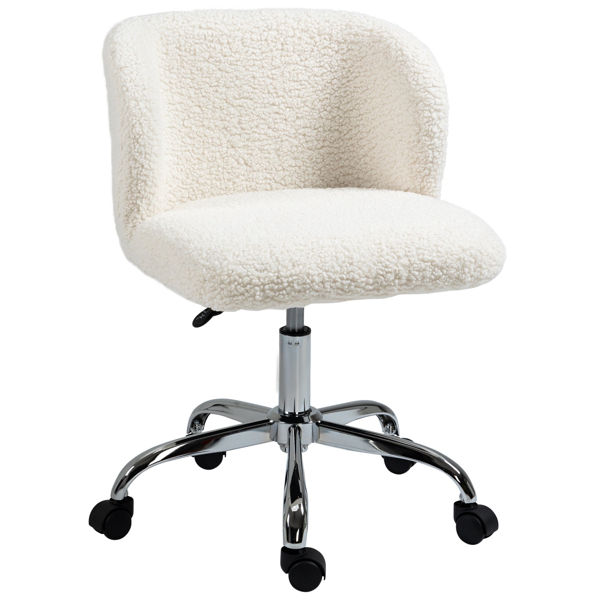 Chaise de bureau design - hauteur réglable, pivotante - piètement acier chromé revêtement effet laine bouclée