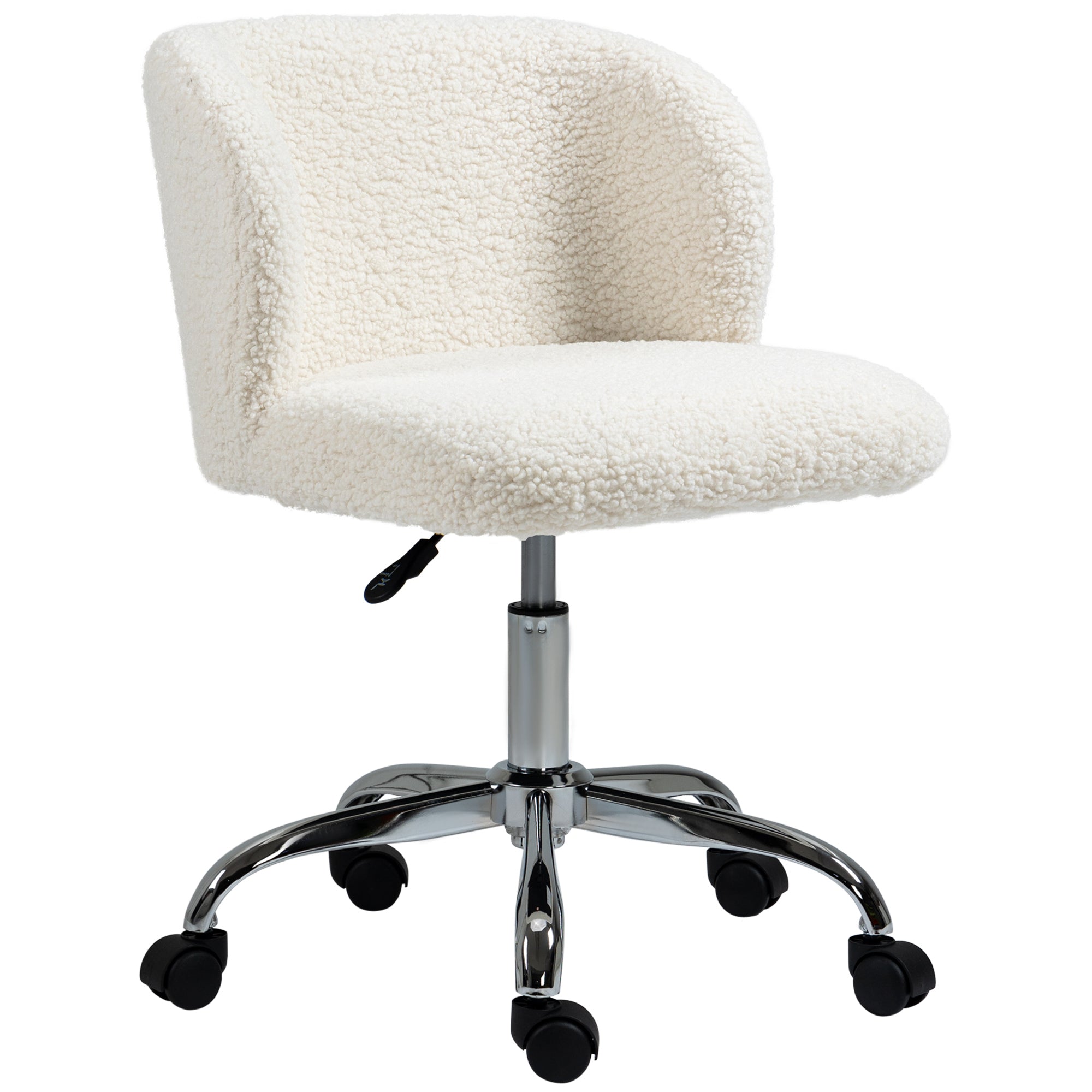 Chaise de bureau design - hauteur réglable, pivotante - piètement acier chromé revêtement effet laine bouclée
