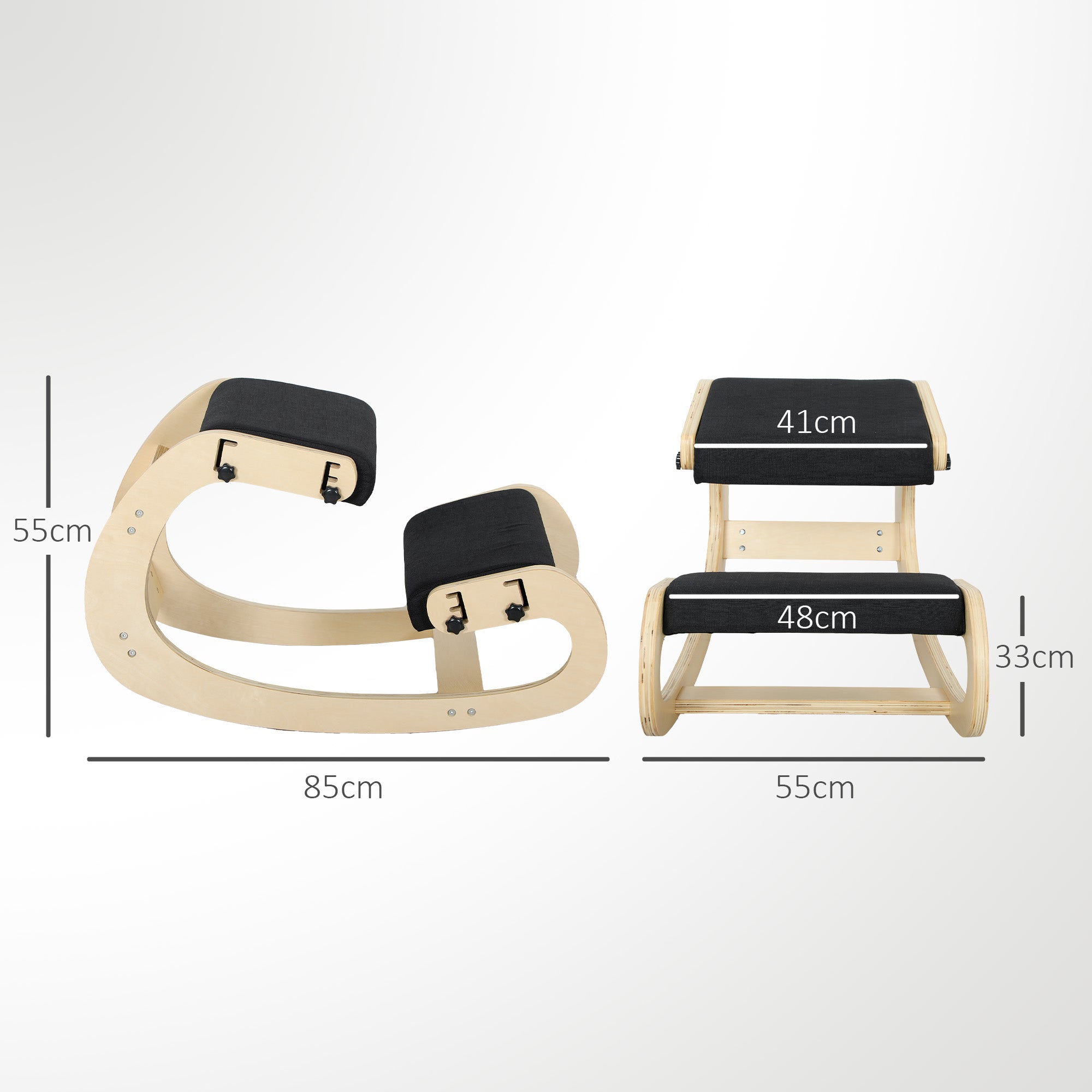 Siège assis genoux, siège ergonomique en bois à bascule, chaise à genoux réglable pour bureau à domicile, améliorer la posture, maux de dos, noir