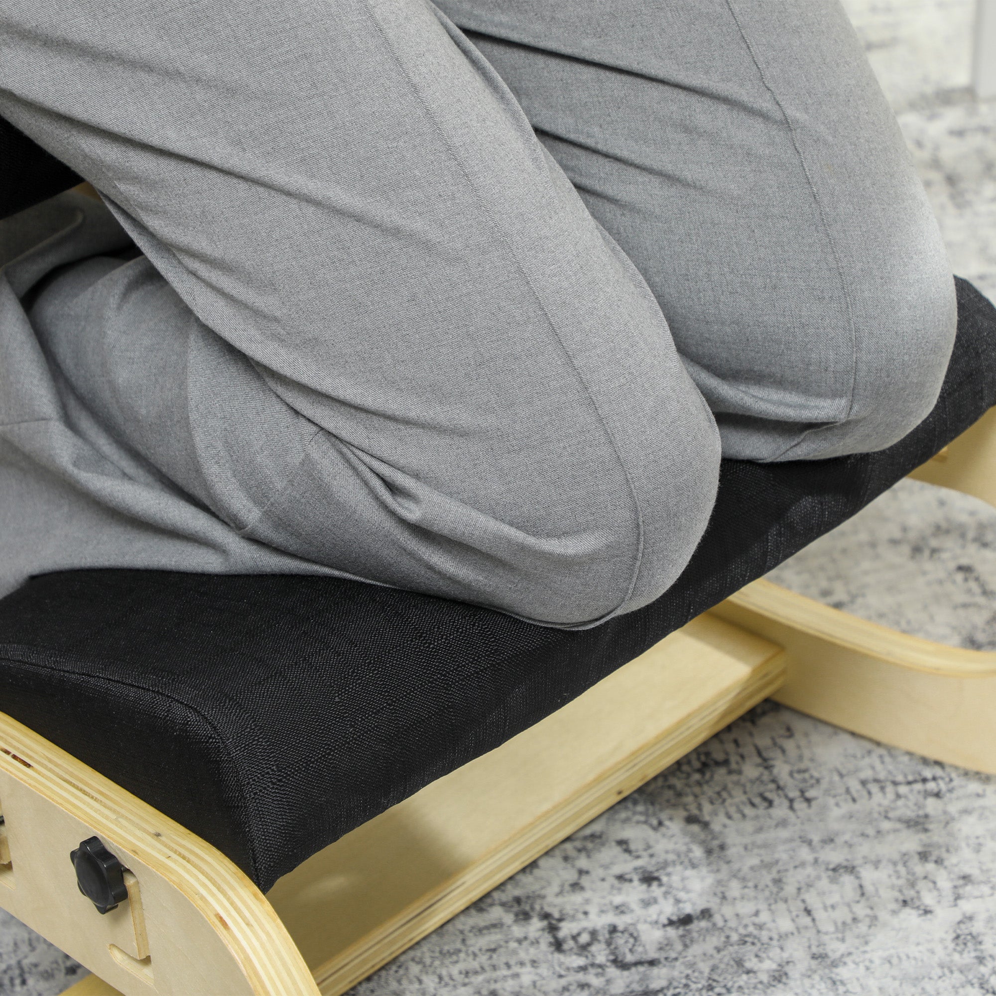 Siège assis genoux, siège ergonomique en bois à bascule, chaise à genoux réglable pour bureau à domicile, améliorer la posture, maux de dos, noir