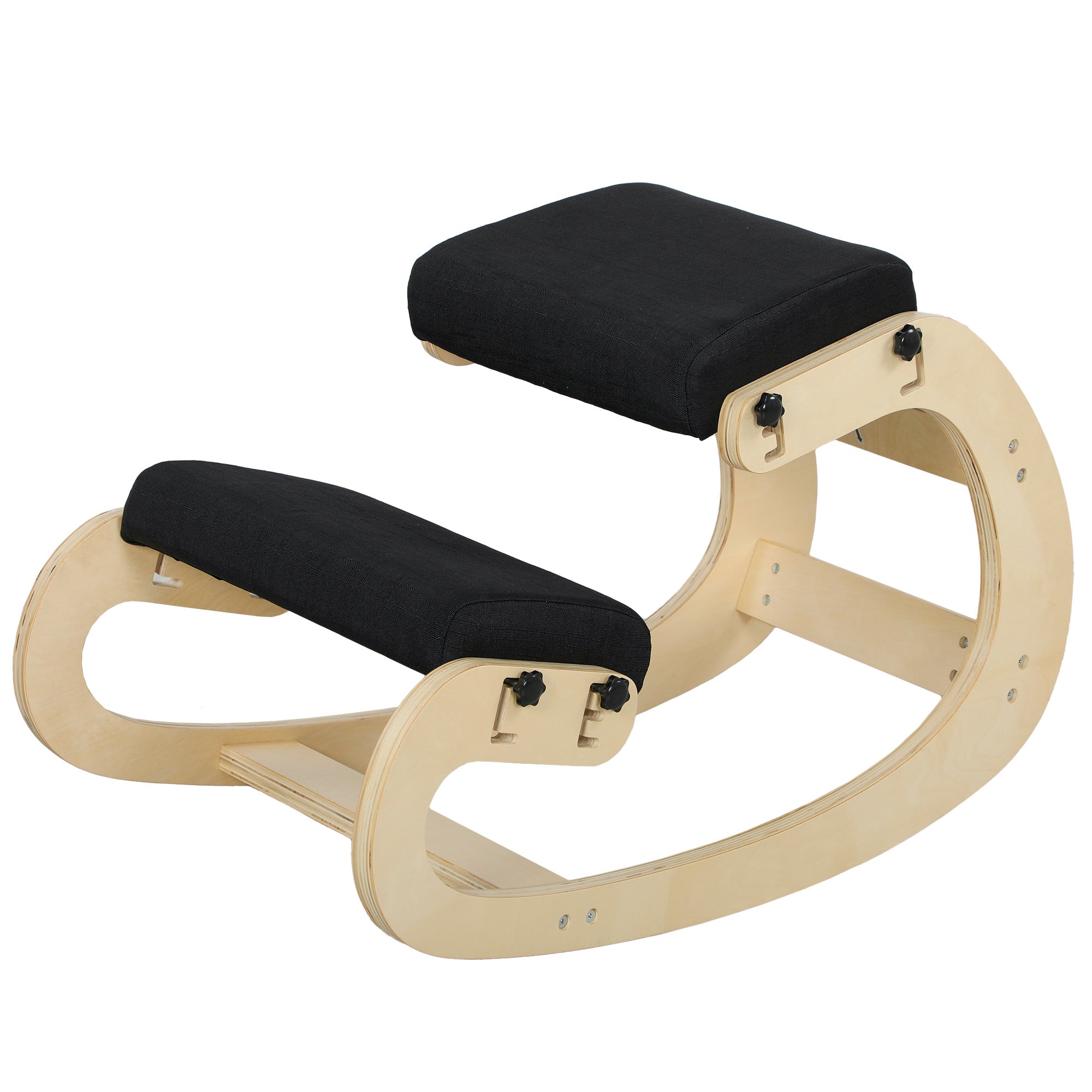 Siège assis genoux, siège ergonomique en bois à bascule, chaise à genoux réglable pour bureau à domicile, améliorer la posture, maux de dos, noir