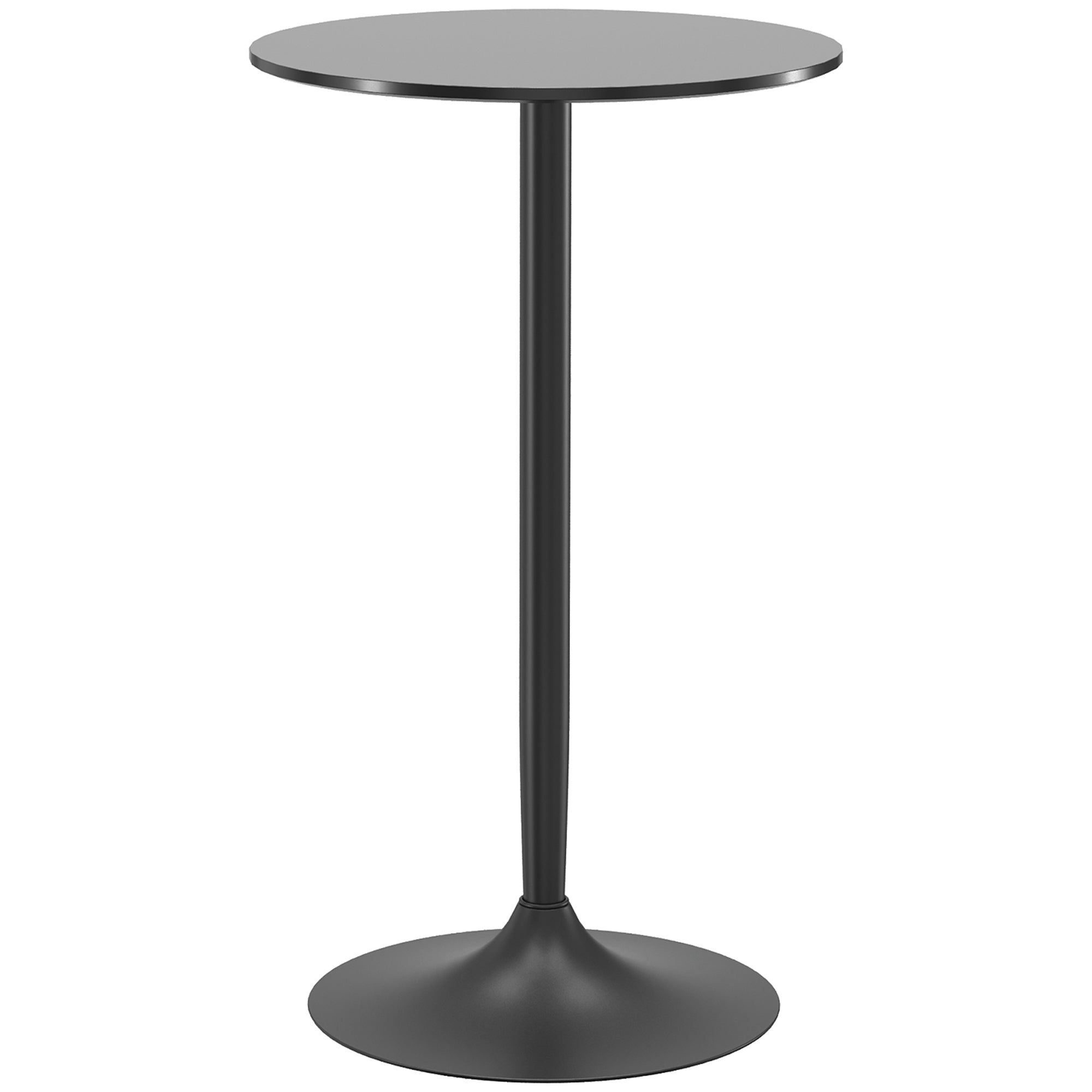 Table de bar ronde table de bistro mange-debout style contemporain avec plateau peint et cadre en acier dim. 60L x 60l x 102H cm noir