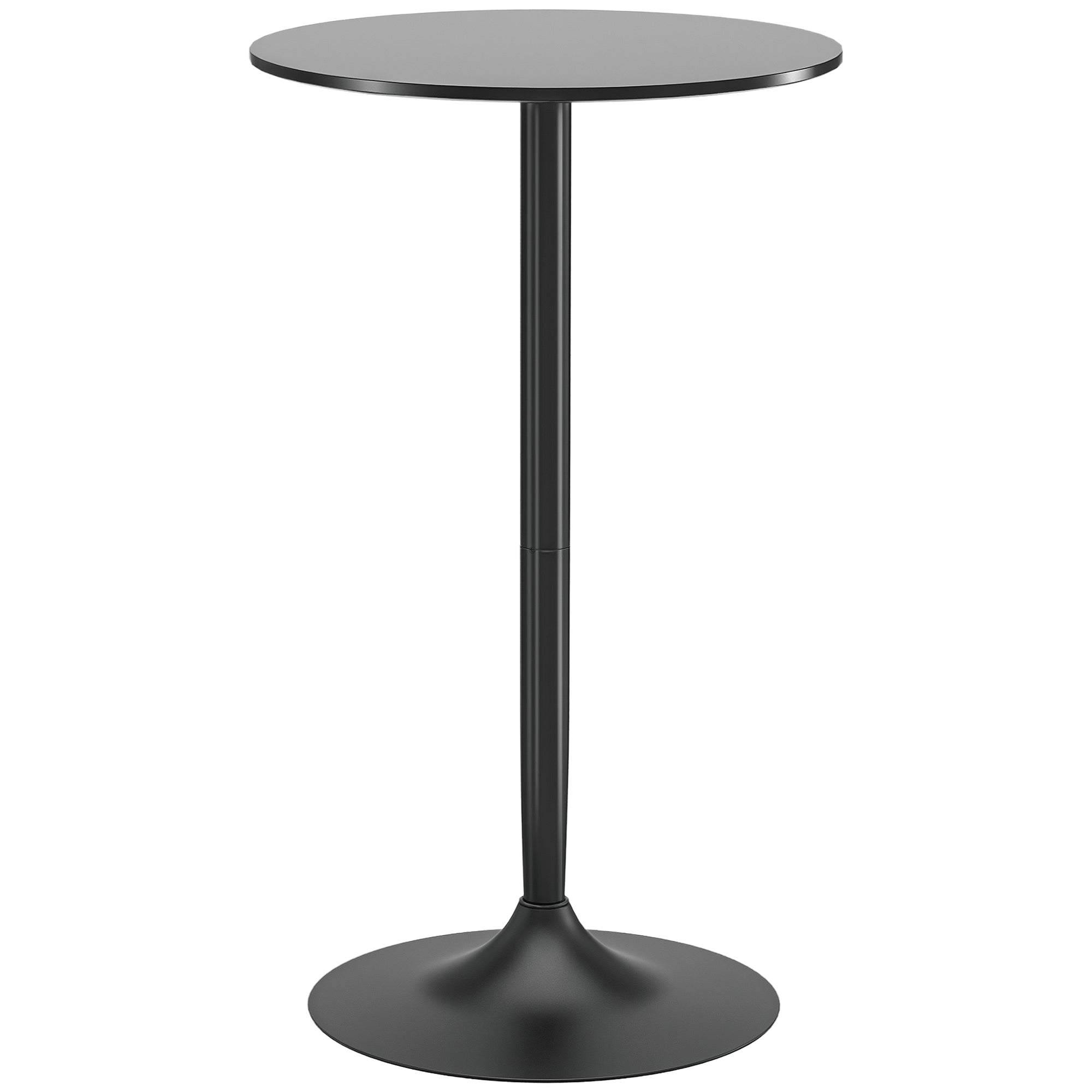 Table de bar ronde table de bistro mange-debout style contemporain avec plateau peint et cadre en acier dim. 60L x 60l x 102H cm noir