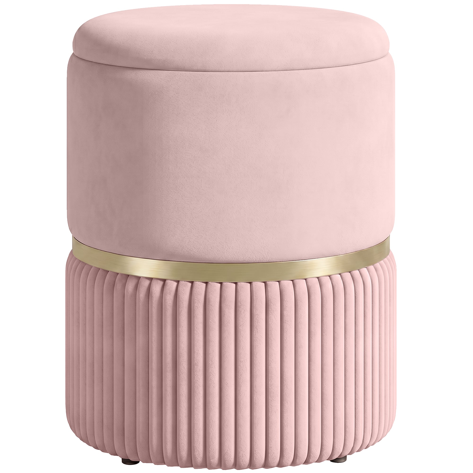 Pouf tabouret repose-pied, coffre de rangement, en velours côtelé, design moderne, 36 x 36 x 44 cm, pour salon, chambre, rose