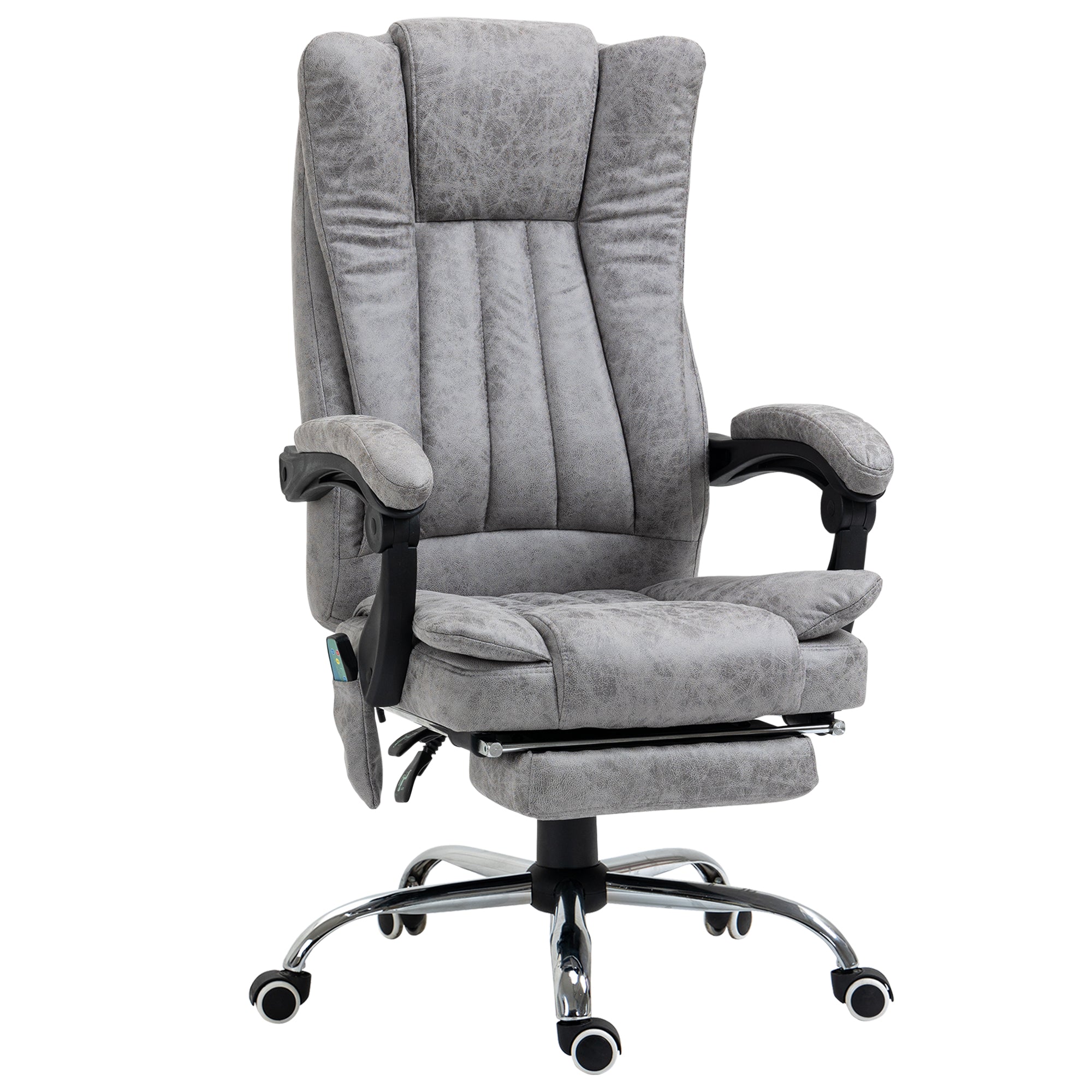 Fauteuil de bureau massant chauffant fauteuil bureau confortable hauteur réglable dossier inclinable repose-pied revêtement synthétique gris