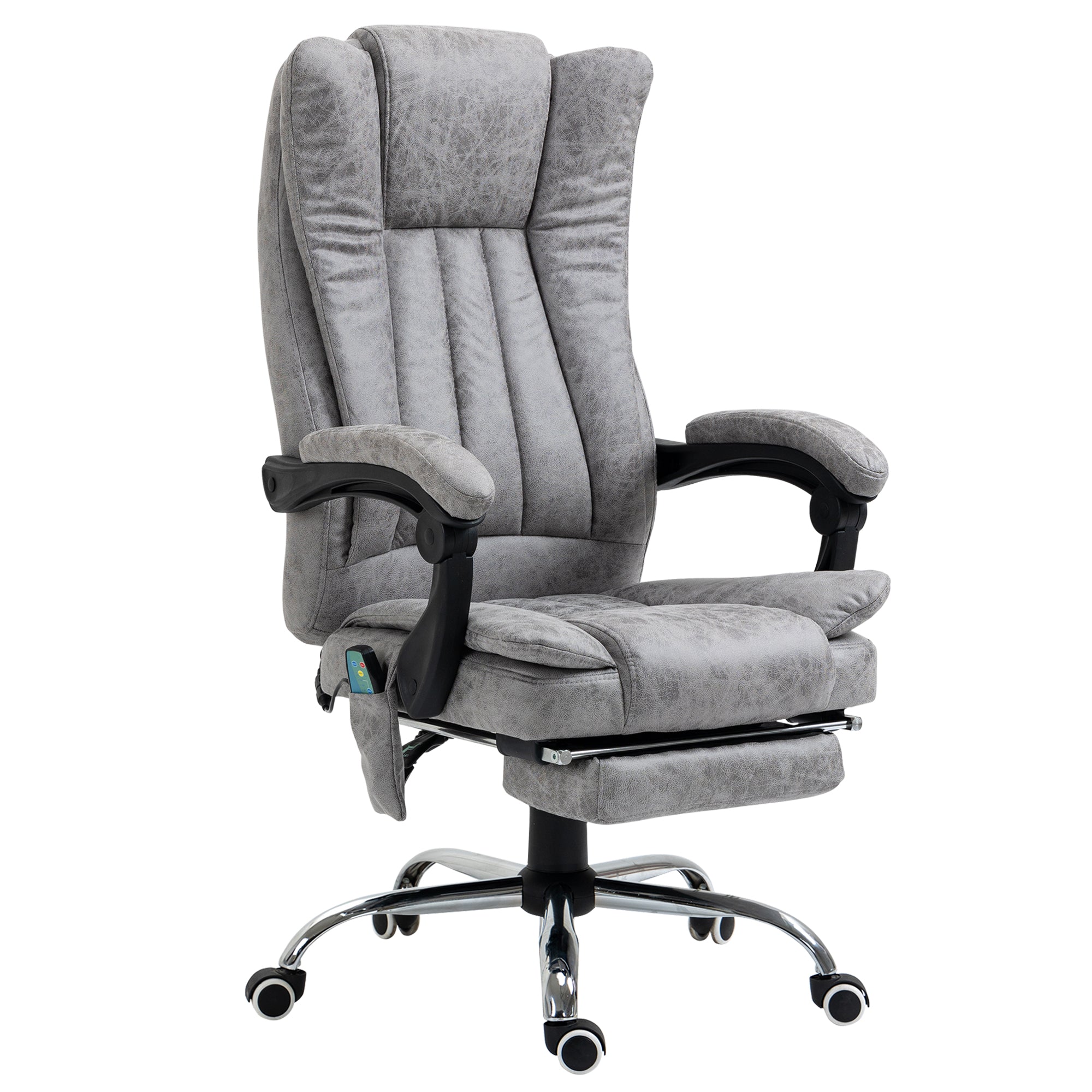 Fauteuil de bureau massant chauffant fauteuil bureau confortable hauteur réglable dossier inclinable repose-pied revêtement synthétique gris