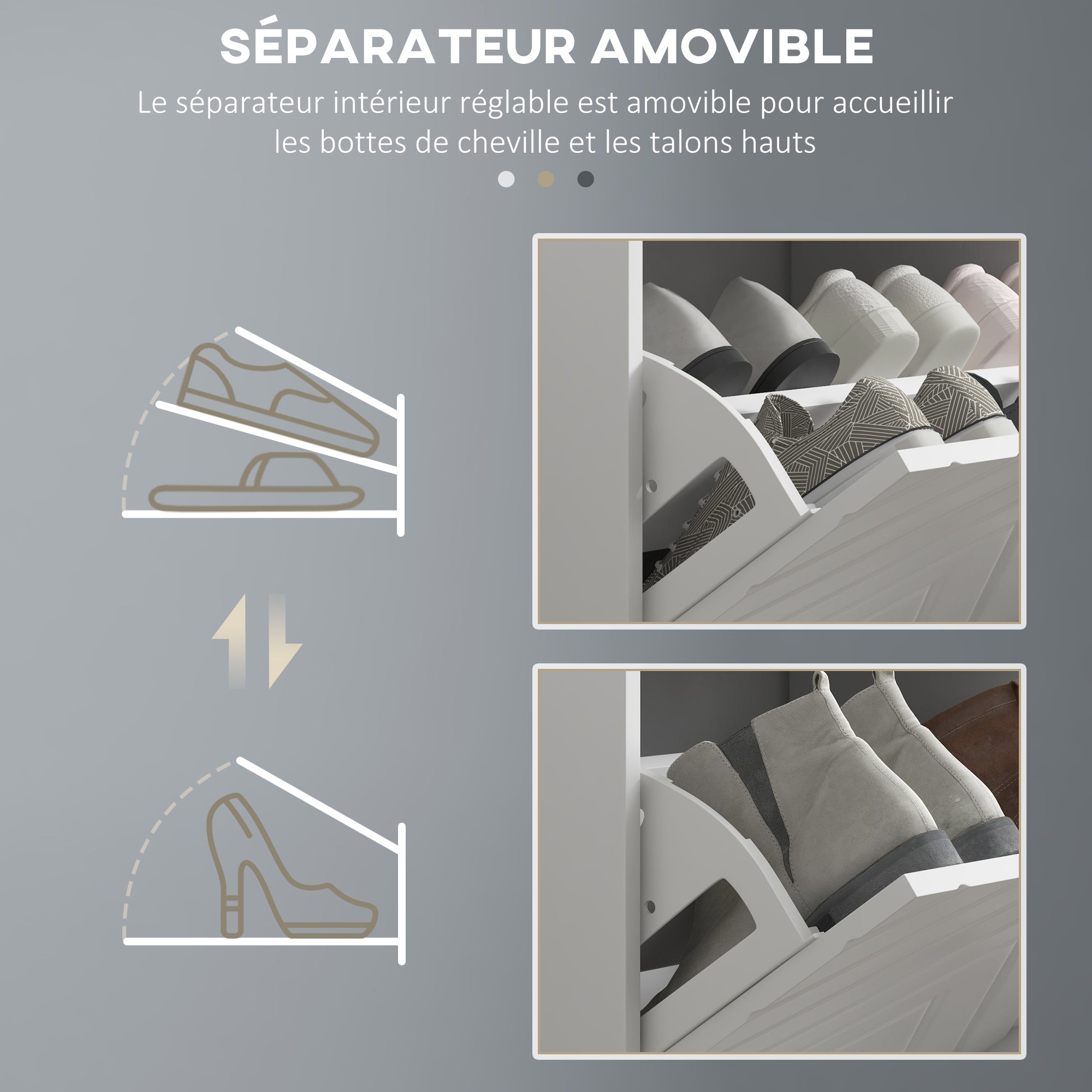 Banc à chaussures, banc de rangement étroit, assise rembourrée, porte motifs de lignes en relief, tiroir rabattable et étagère réglable, pour entrée, couloir, 106 x 24 x 52,5 cm, blanc