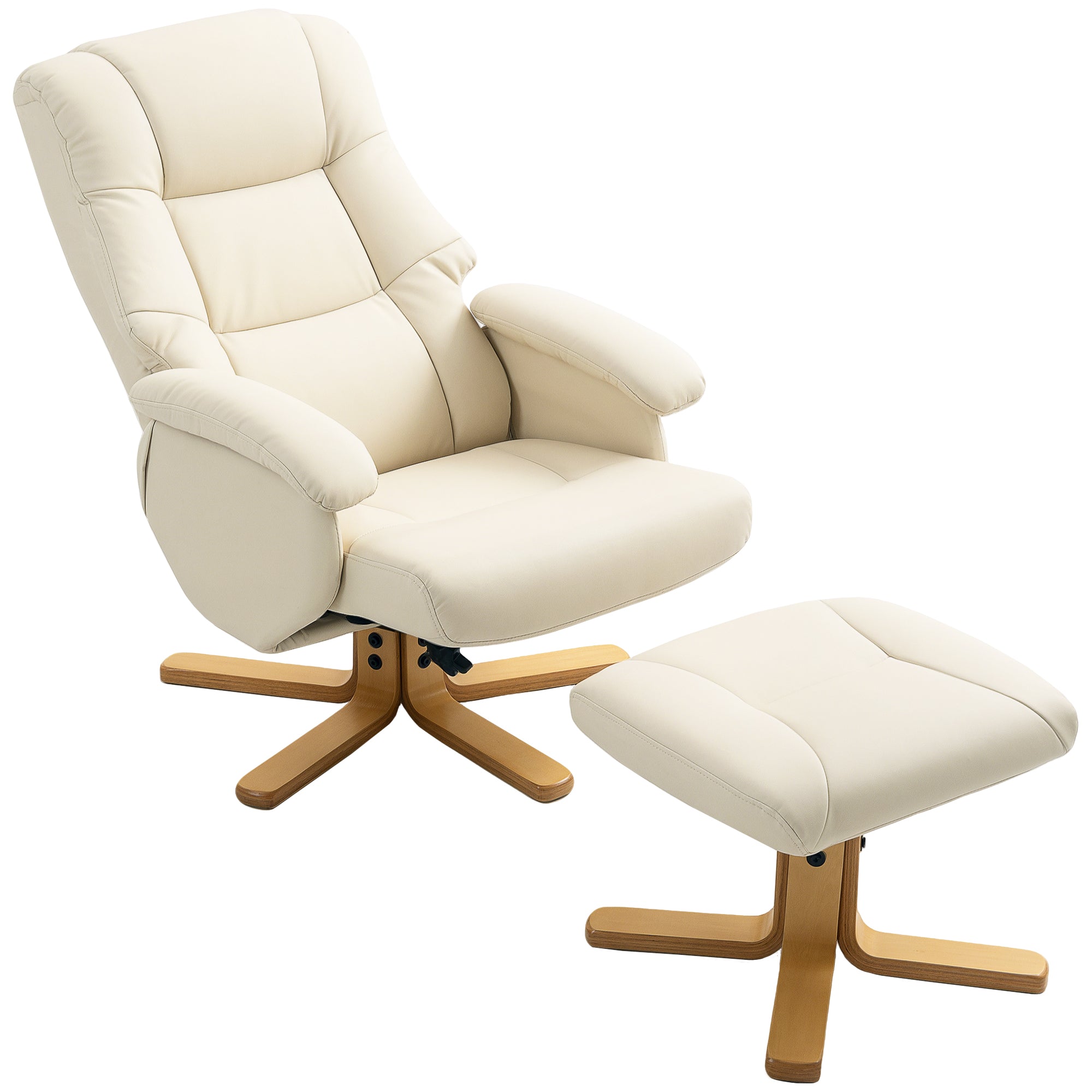 Fauteuil relax avec repose-pied fauteuil de relaxation chaise relaxant pivotant 360° et dossier inclinable chaise TV charge jusqu'à 120 Kg pour salon, chambre, bureau, crème