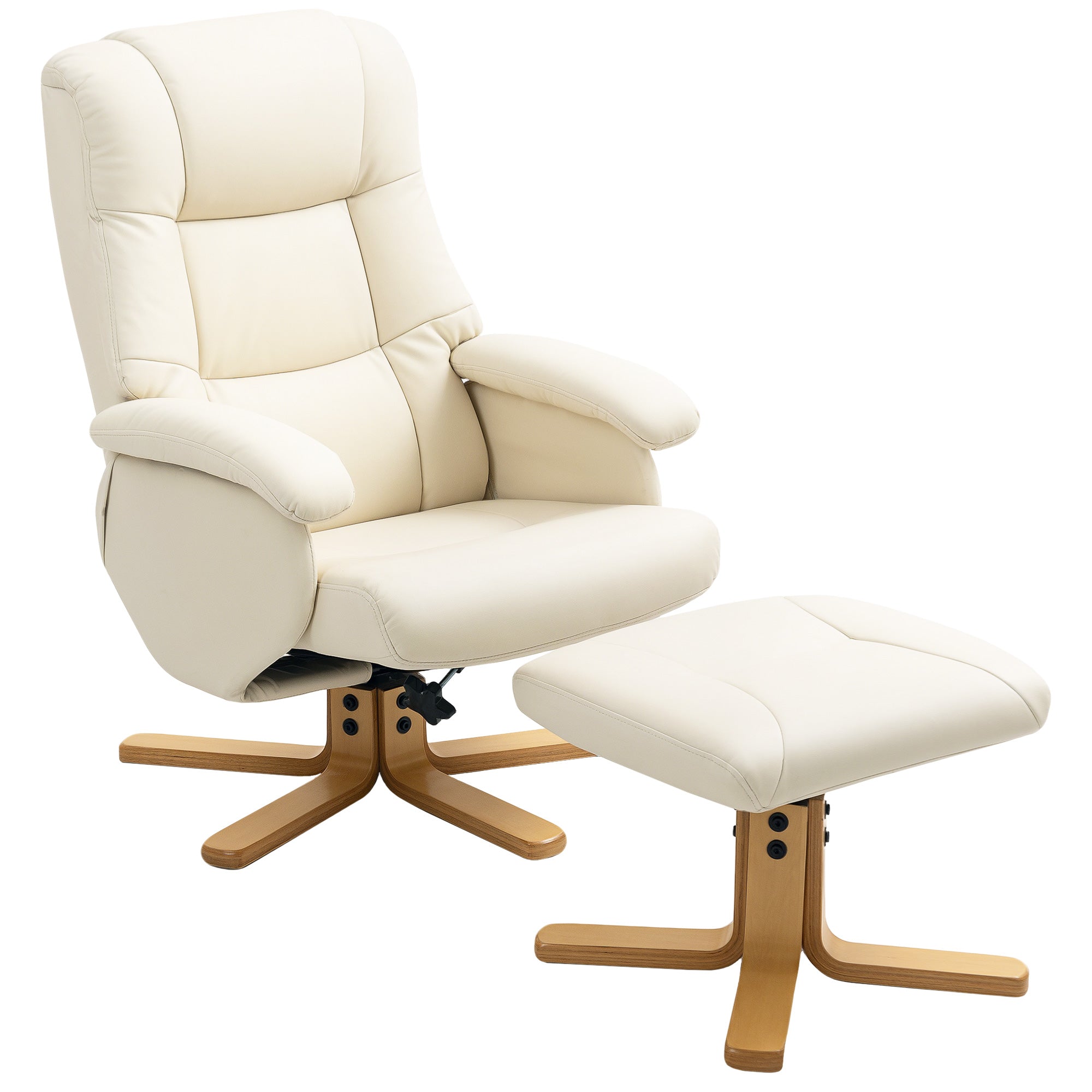 Fauteuil relax avec repose-pied fauteuil de relaxation chaise relaxant pivotant 360° et dossier inclinable chaise TV charge jusqu'à 120 Kg pour salon, chambre, bureau, crème
