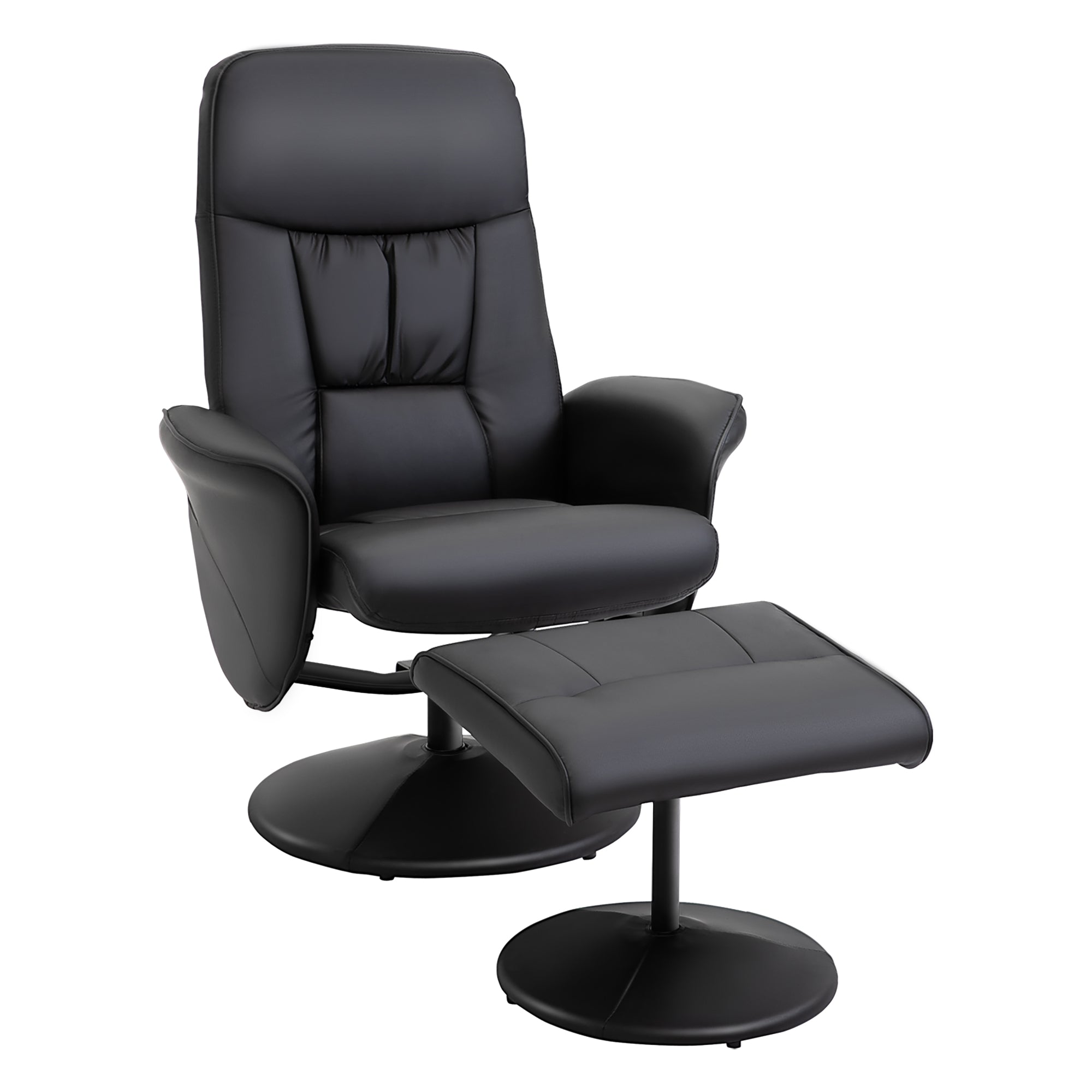 Fauteuil relax avec repose-pied fauteuil de relaxation relaxant pivotant 360° et dossier inclinable pour TV supportant jusqu'à 120 Kg revêtement synthétique métal noir