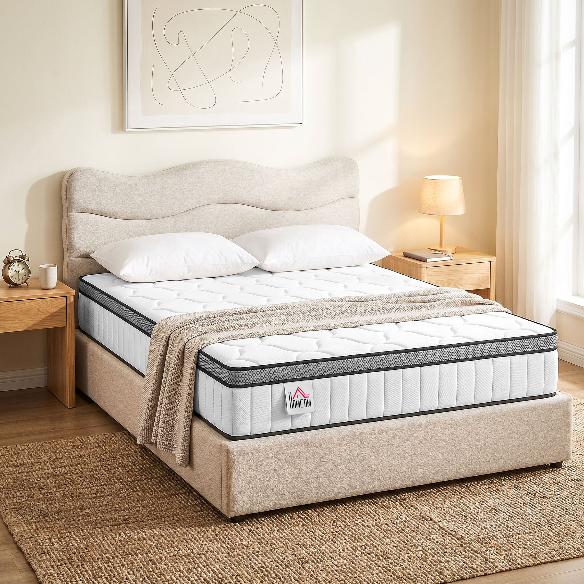 Matelas 140 x 190 cm, Matelas à Ressorts Ensachés, Mousse à Mémoire de Forme au Gel Rafraîchissant, 20 cm d'Épaisseur, Soutien en 7 Zones, Certifié Oeko-Tex, Fermeté Moyenne