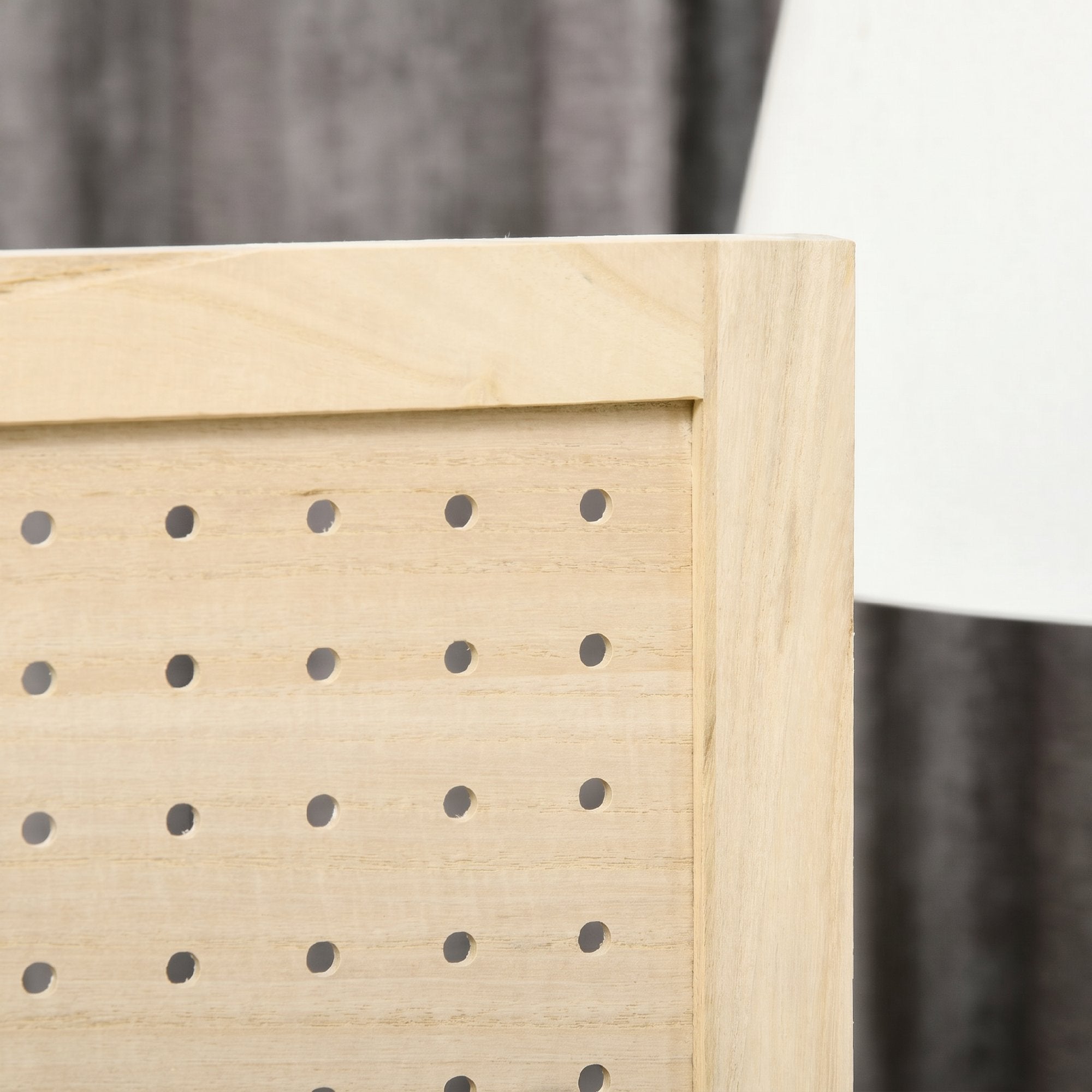 Paravent intérieur en bois, 3 panneaux, 114 x 144,5 cm, panneau perforé, séparateur de pièce pliable, Panneau perforé pour salon, chambre à coucher, maison, bois naturel