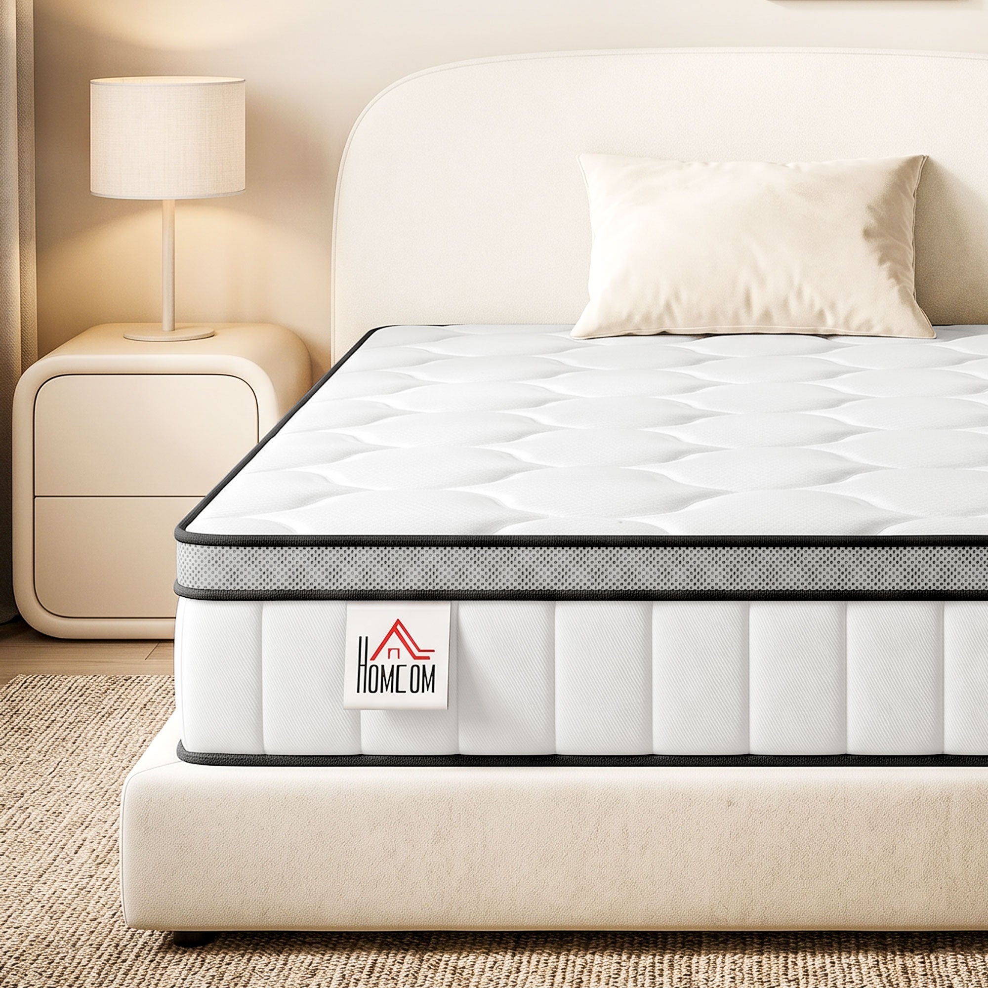 Matelas 90 x 190 cm, Matelas à Ressorts Ensachés, Mousse à Mémoire de Forme au Gel Rafraîchissant, 20 cm d'Épaisseur, Soutien en 7 Zones, Certifié Oeko-Tex, Fermeté Moyenne