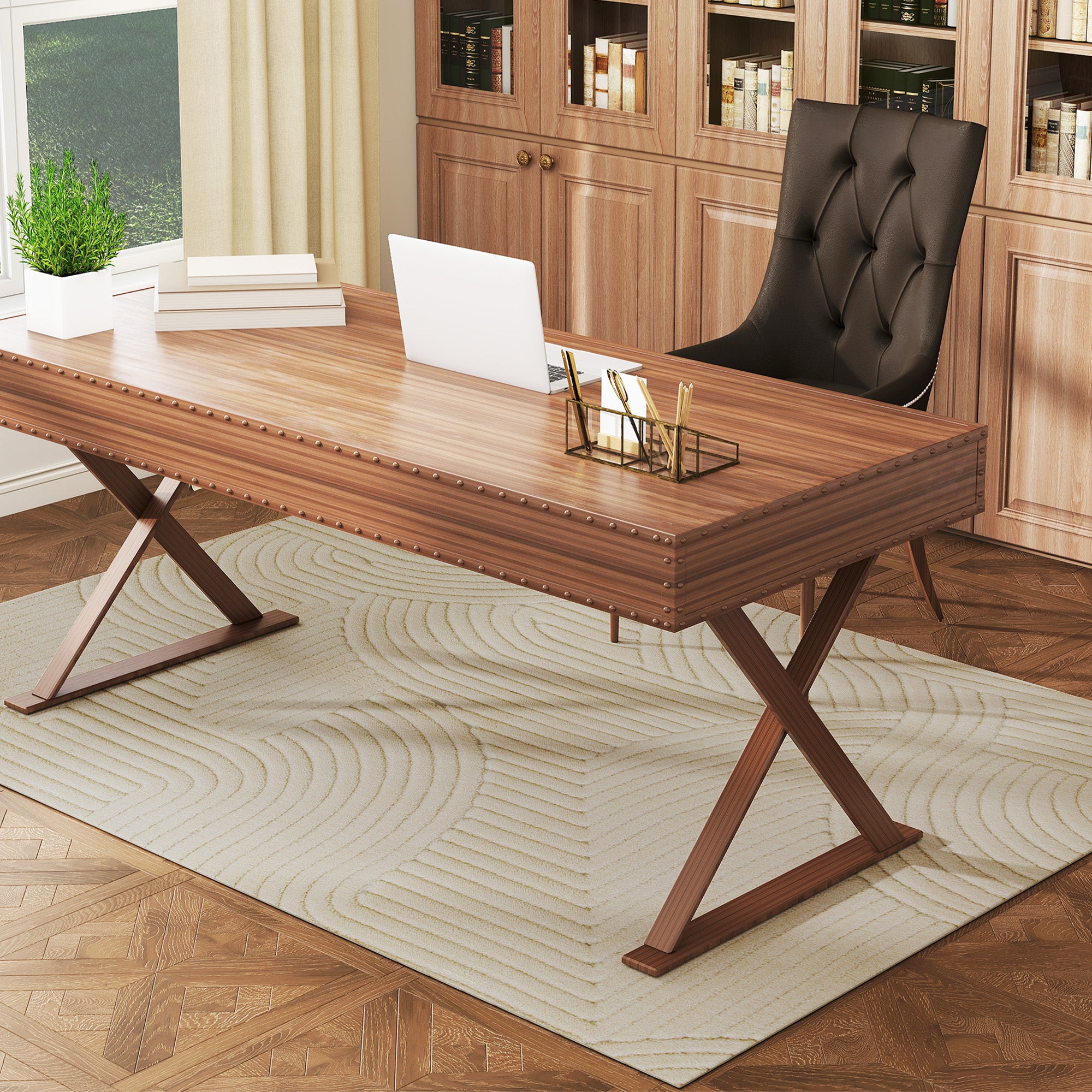 Tapis salon 200 x 140 cm, tapis à poils épais géométrique, moelleux et antidérapant, style moderne, pour salon, chambre à coucher, bureau, crème