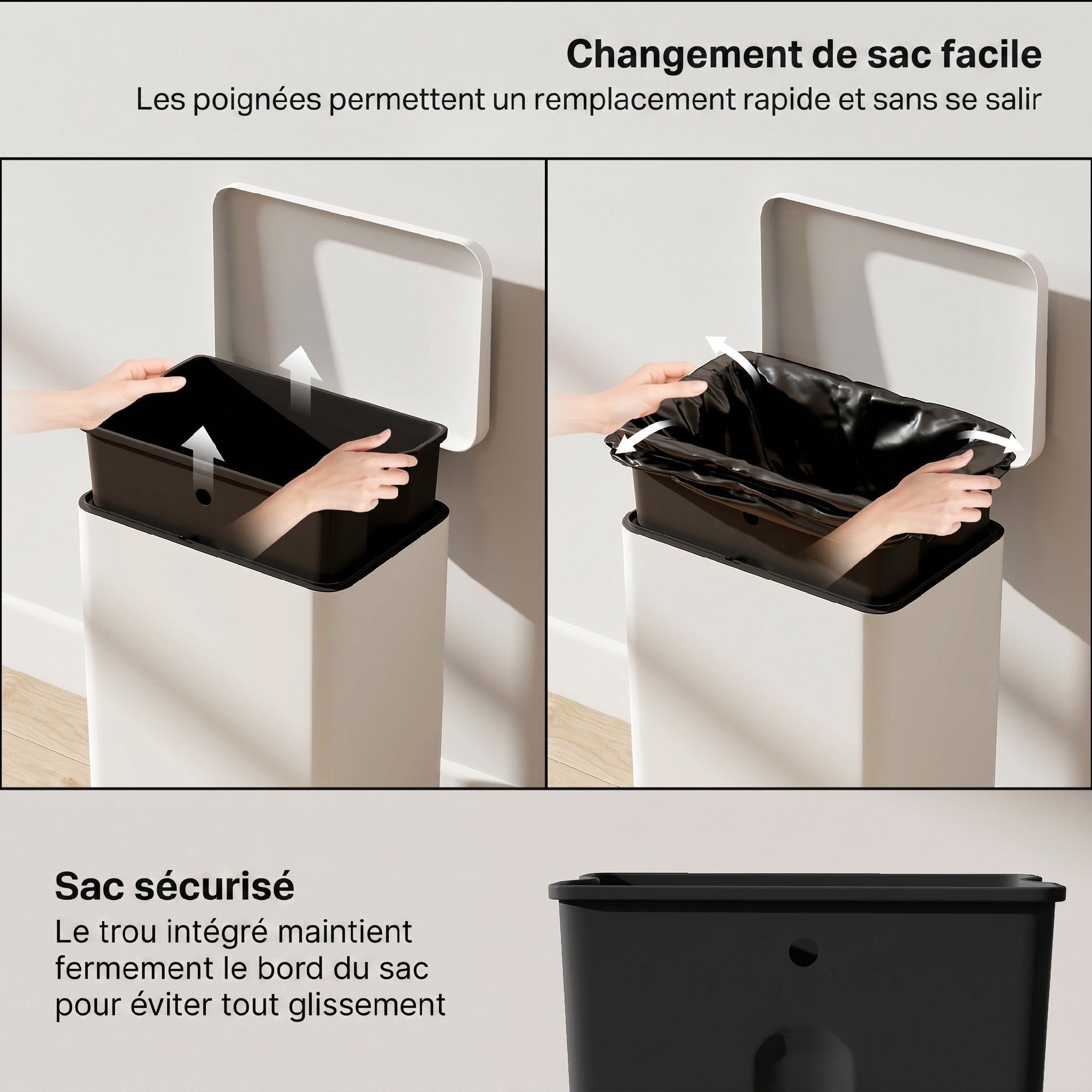 Poubelle de Cuisine 20 L, Poubelle avec Pédale, Couvercle à Fermeture Douce en Métal, Seau Intérieur Amovible, Anti-Traces, pour Cuisine, Maison, Bureau, Crème
