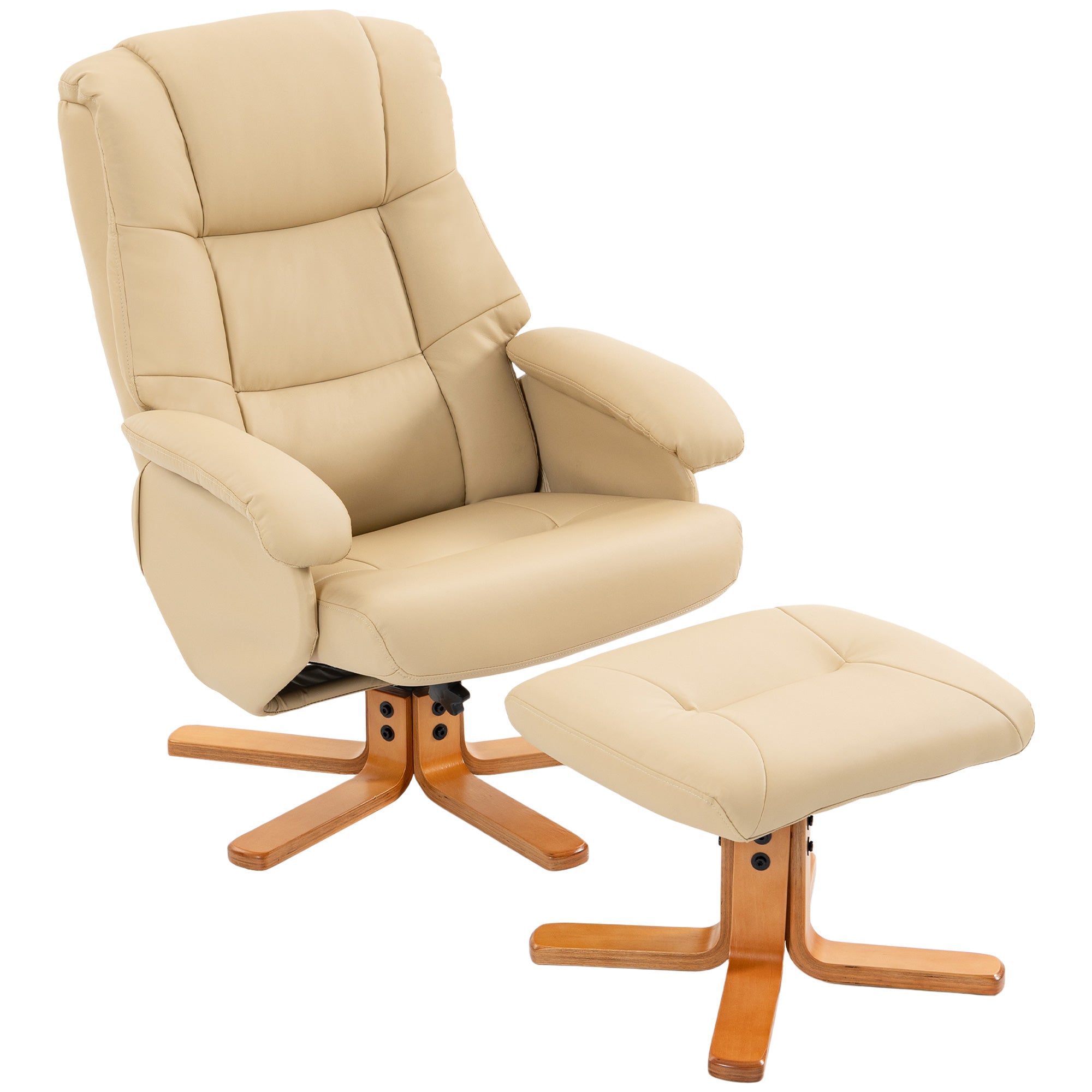 Fauteuil relax avec repose-pied fauteuil de relaxation chaise relaxant pivotant 360° et dossier inclinable chaise TV charge jusqu'à 120 Kg pour salon, chambre, bureau, beige