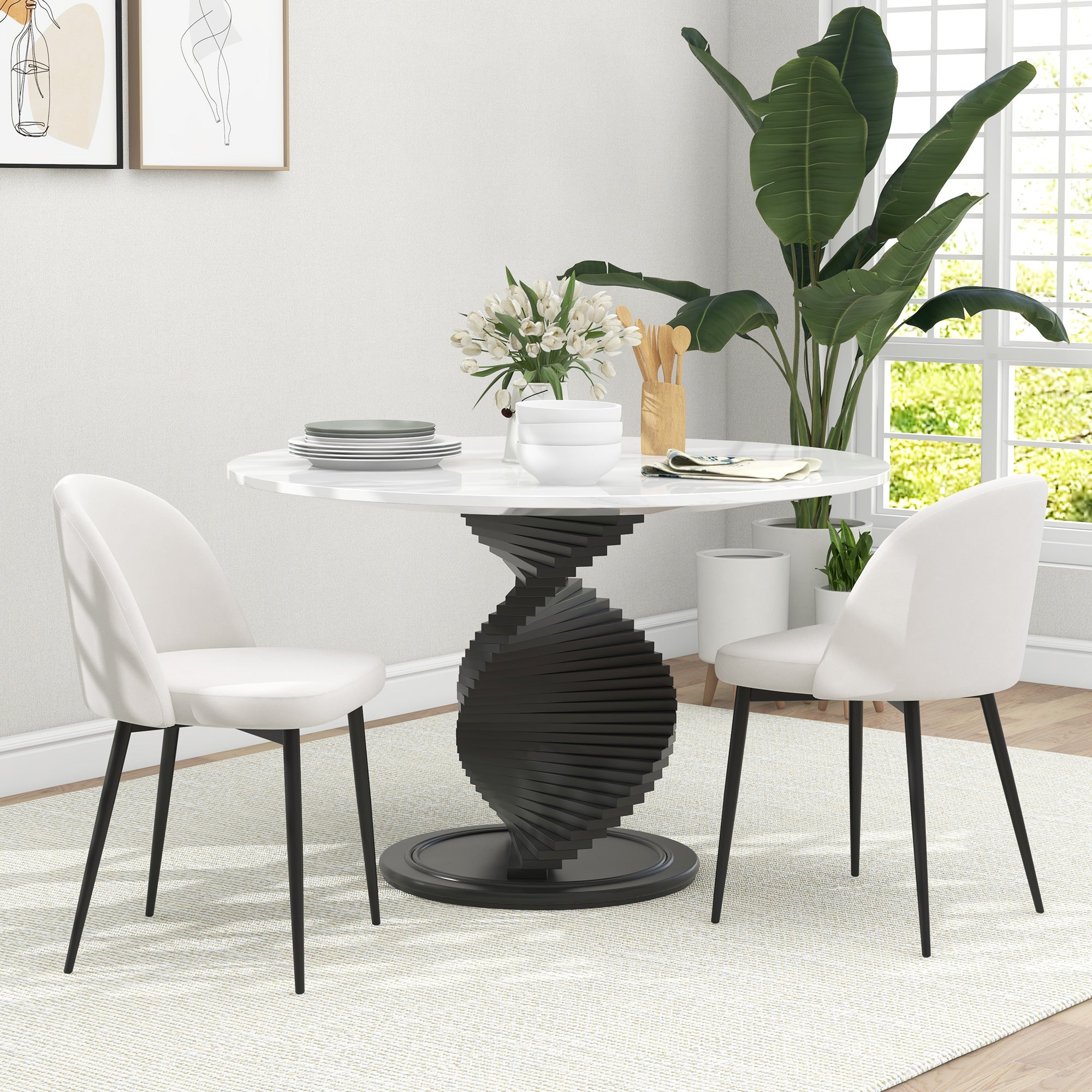 Lot de 2 chaises salle à manger chaise de cuisine scandinave chaise en velours rembourrée avec pieds effilés en métal, pour salon, salle à manger, crème