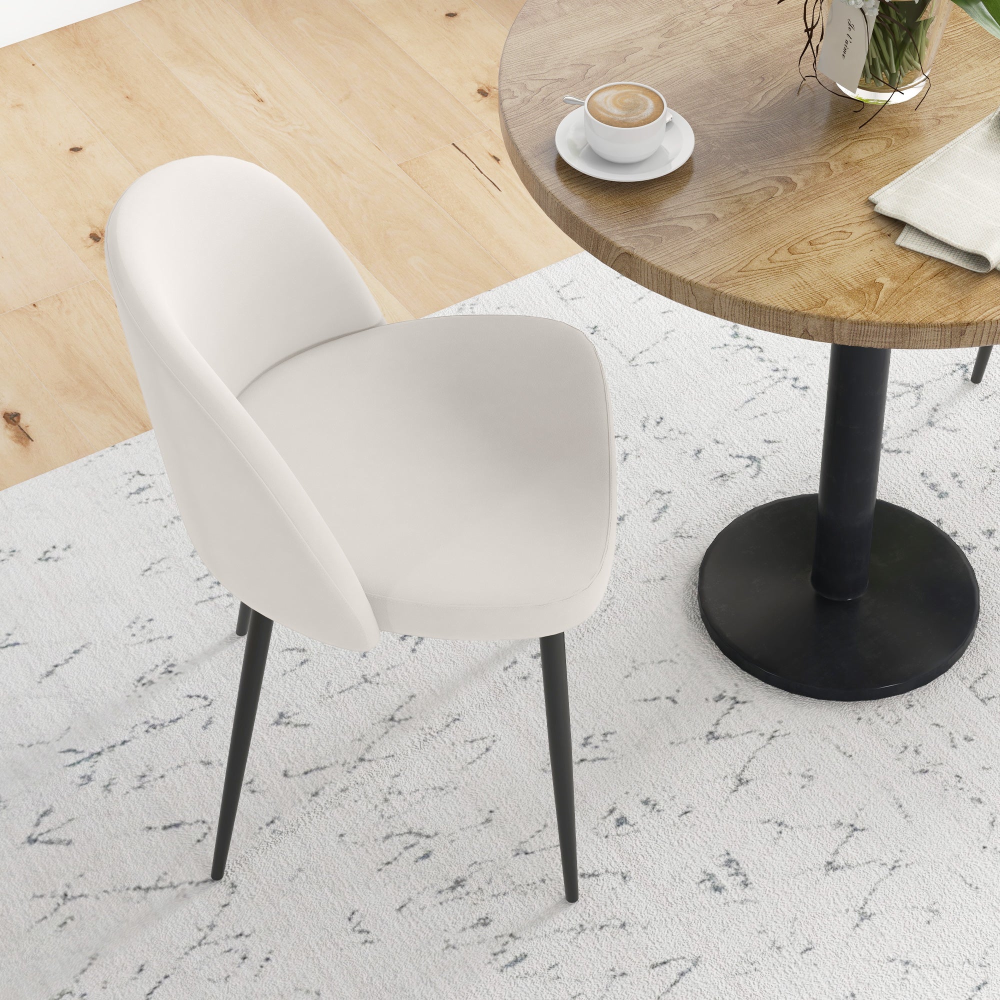 Lot de 2 chaises salle à manger chaise de cuisine scandinave chaise en velours rembourrée avec pieds effilés en métal, pour salon, salle à manger, crème