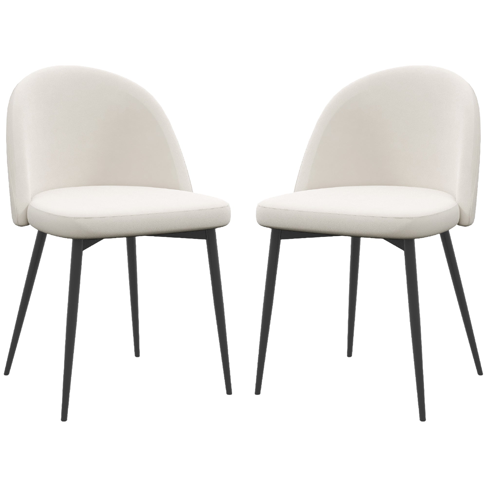 Lot de 2 chaises salle à manger chaise de cuisine scandinave chaise en velours rembourrée avec pieds effilés en métal, pour salon, salle à manger, crème